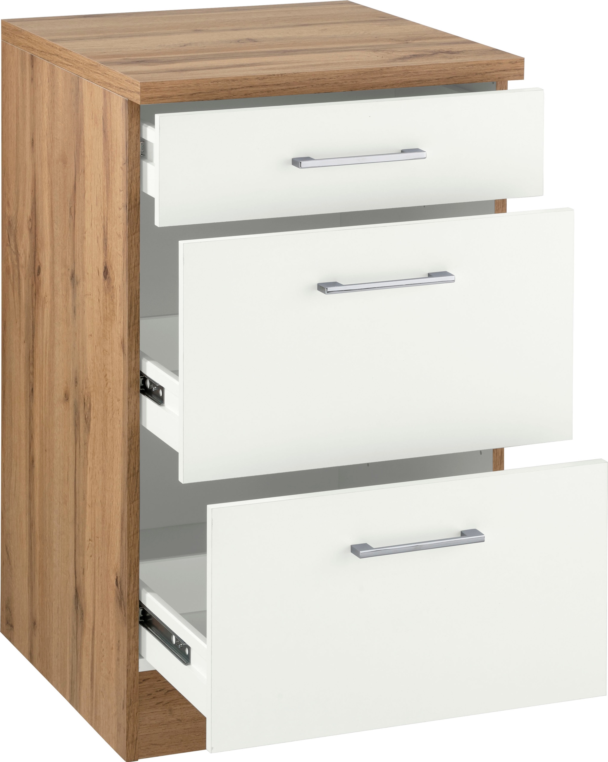 KOCHSTATION Auszugsunterschrank »KS-Colmar« 50 cm, mit Metallgriff, alles sofort greifbar dank zwei grosser Auszüge