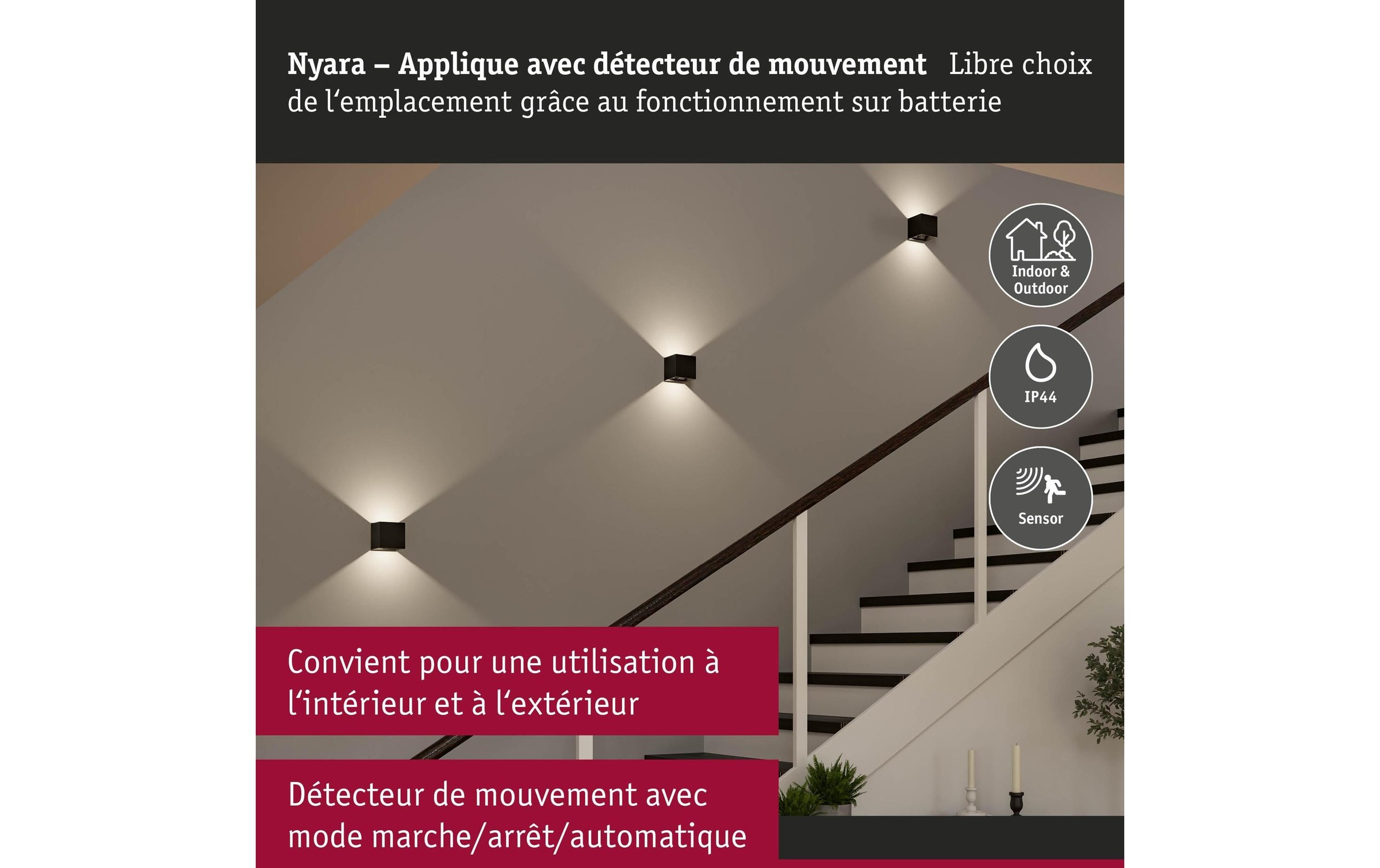 Paulmann Lampe murale »Nyara IP44« 1 cuis blanc chaud