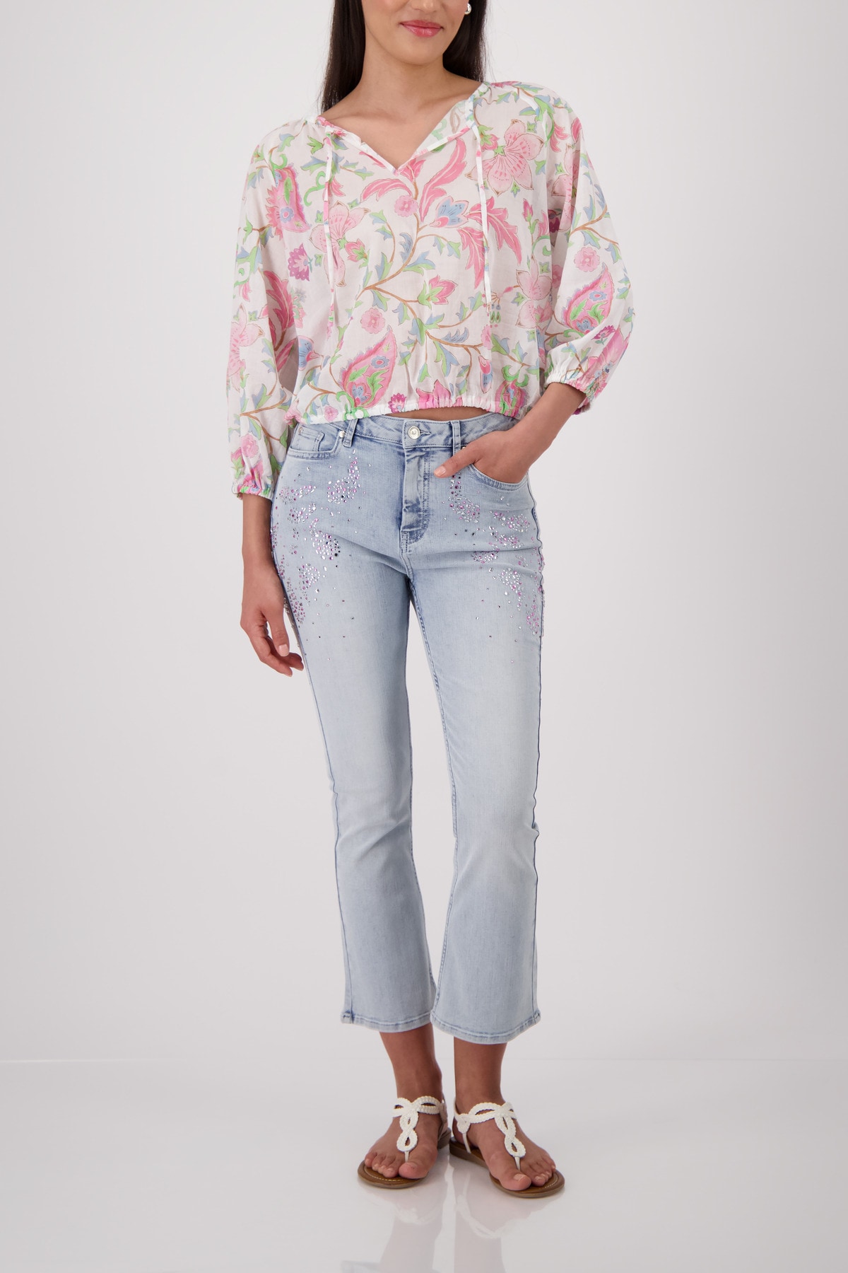 Monari Blouse à manches longues »Bluse Blumendruck allover« Regular fit mit Blumenmuster
