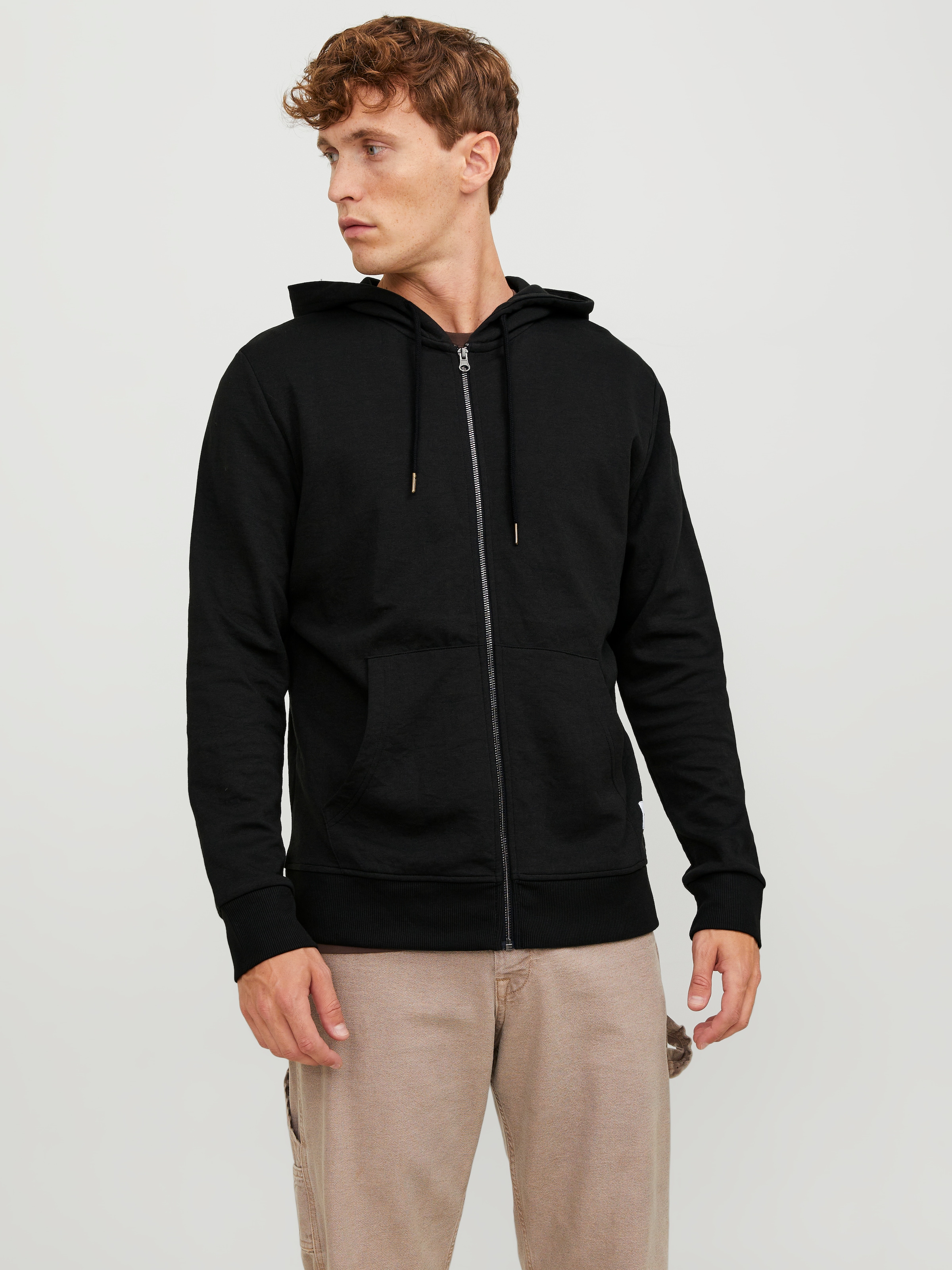 Jack & Jones Sweat à capuche »JJEBASIC Hoodie mit Rippbündchen und angenehmem Tragegefühl« unifarben, modisch, regular fit, Baumwollmischung, Rundhals