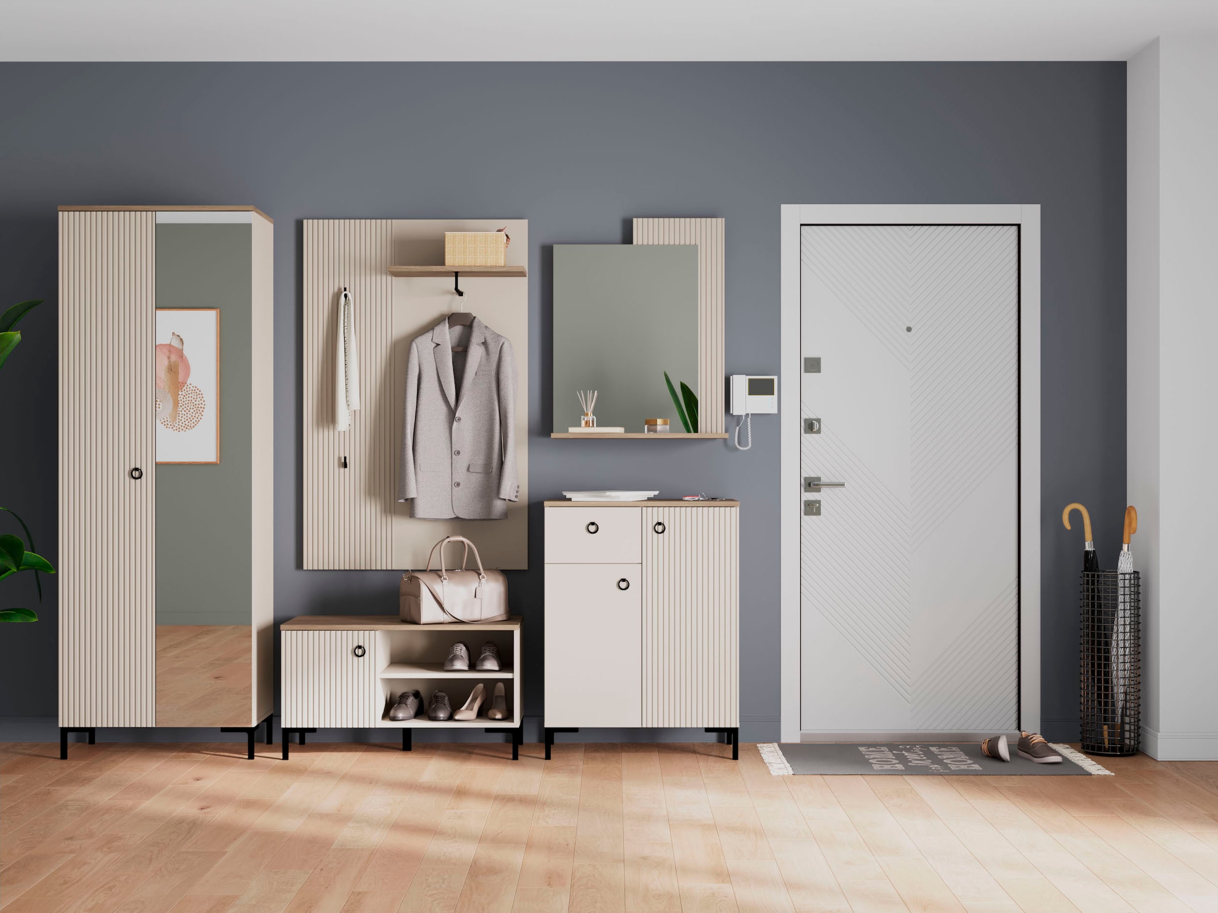 Home affaire Panneau de vestiaire »Luminara« 1 cuis tlg. Wandgarderobe breit mit eleganter Rillenoptik - (B/T/H) 85/26/133 cm