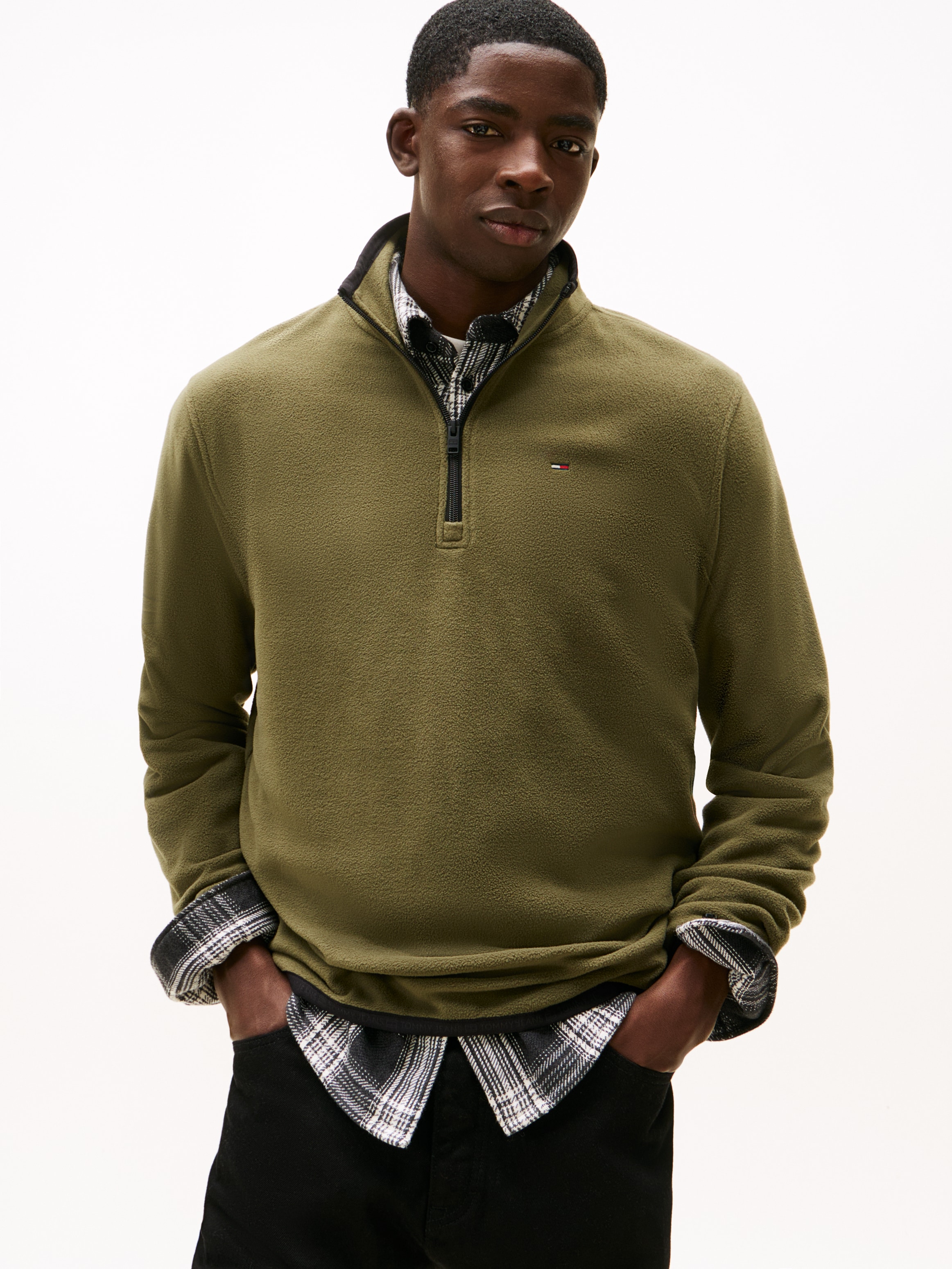 Tommy Jeans Pull en polaire »TJM FLAG POLAR FLEECE«, normale Passform, Troyer
