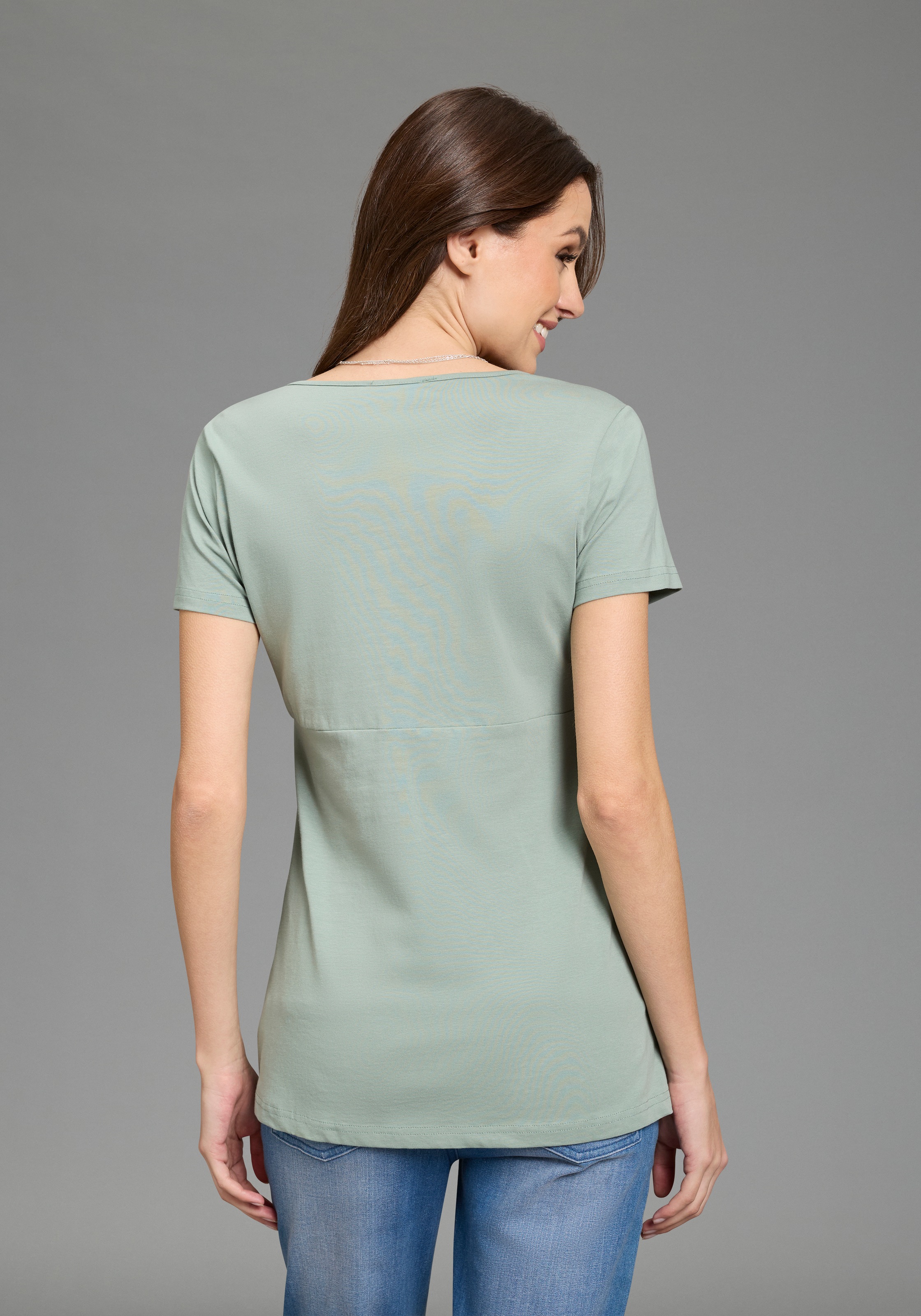 Neun Monate T-shirt de grossesse »2er Pack Umstands-T-Shirt« Packung, 2, 2 pièces ausgestellte Passform, Kurzarm, Wickeloptik mit Stillmöglichkeit