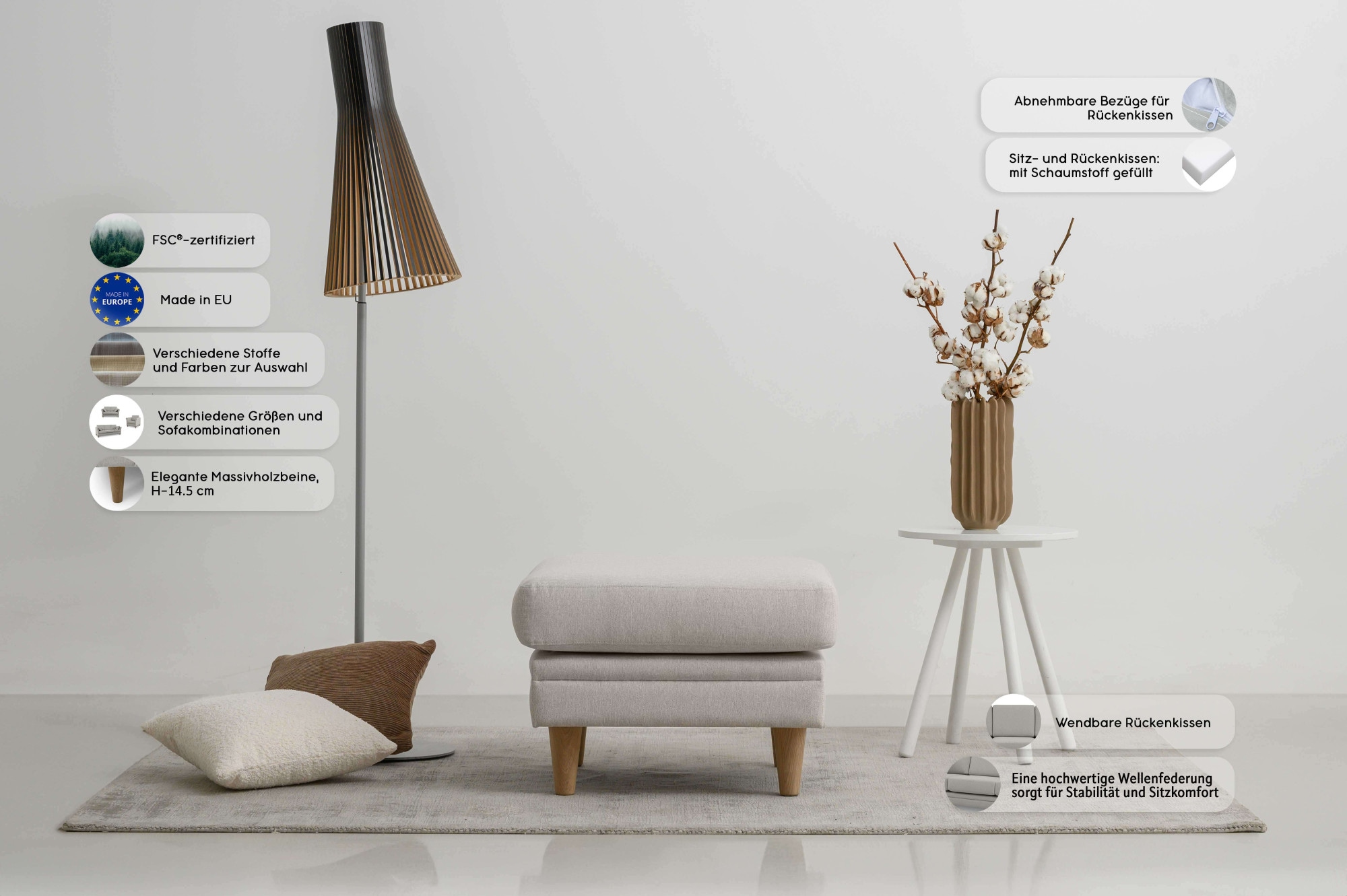 Home affaire Tabouret rembourré »Arellano, Breite 63 cm« 1 cuis tlg. klassisches Design, mit Massivholzfüssen, Webstoff fein, Chenille