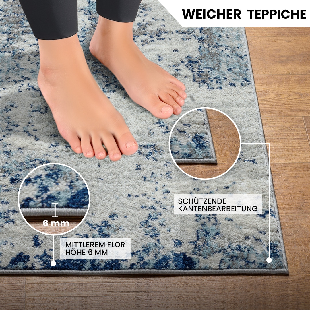 Livabliss Tapis »DUNKIRK« Rectangulaire 11 mm Höhe Moderner Designerteppich in Marmor Optik, Kurzflor Wohnzimmerteppich