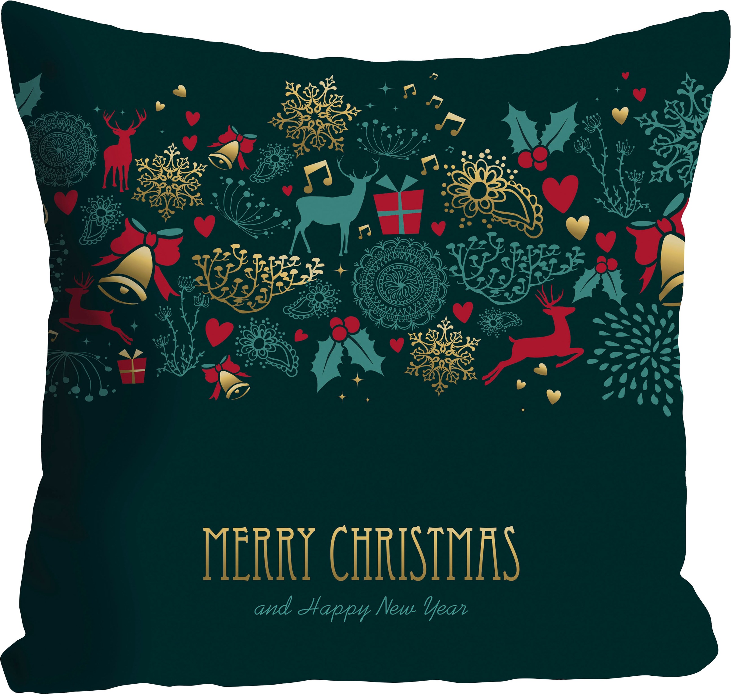 queence Coussin décoratif »Feiertage« housse de coussin, Merry Christmas and a Happy New Year, inscription, festive