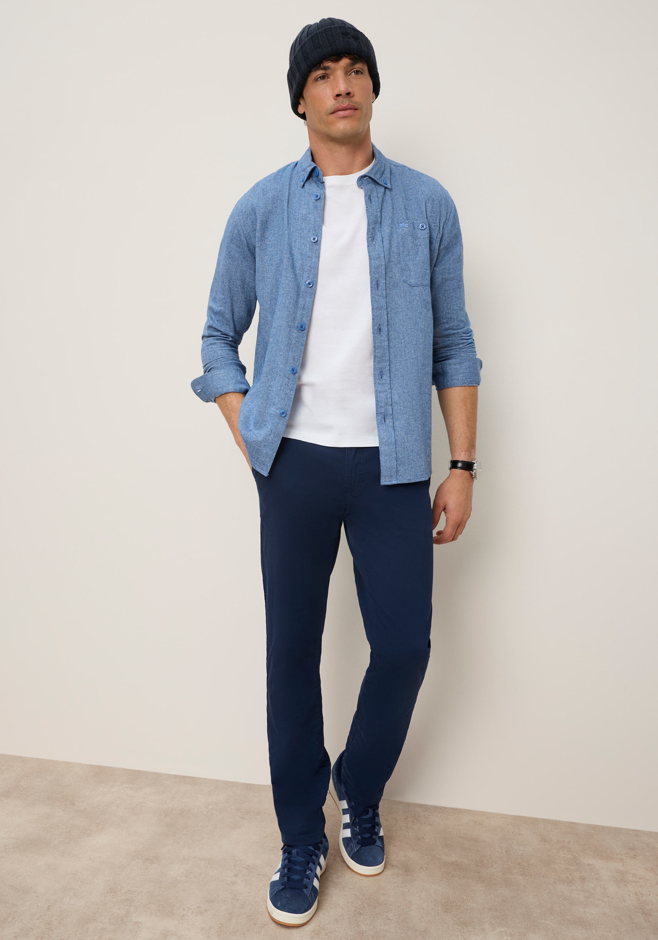 Man's World Chemise à manches longues »Zeitlose Fischgrat-Optik mit modernem Charakter« avec patte de boutonnage, coupe régulière, en coton tissé