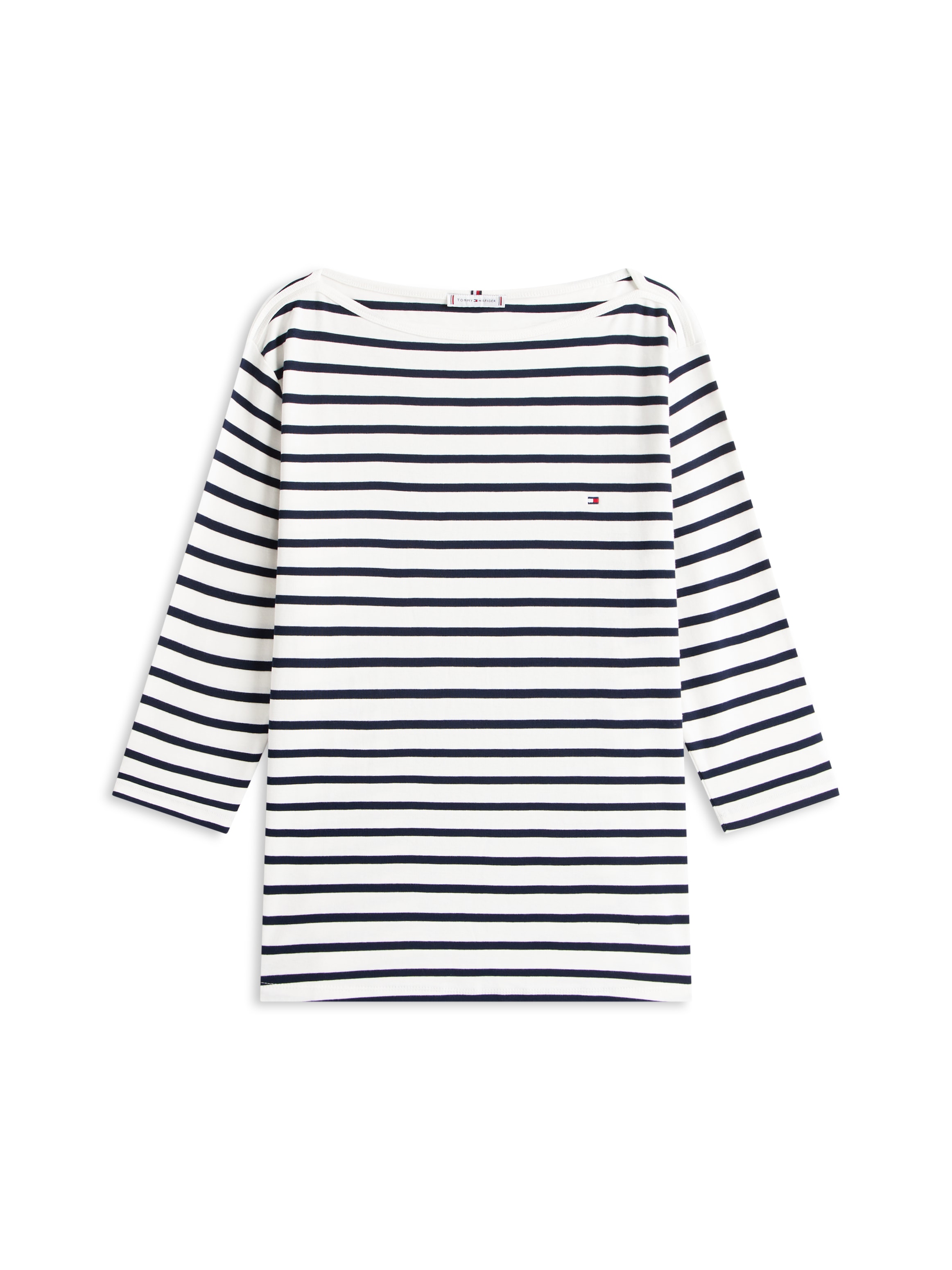 Tommy Hilfiger Curve T-Shirt »CRV SLIM CODY BOAT-NK 3/4SLV« in Grossen Grössen, 3/4 Ärmel, Logostickerei