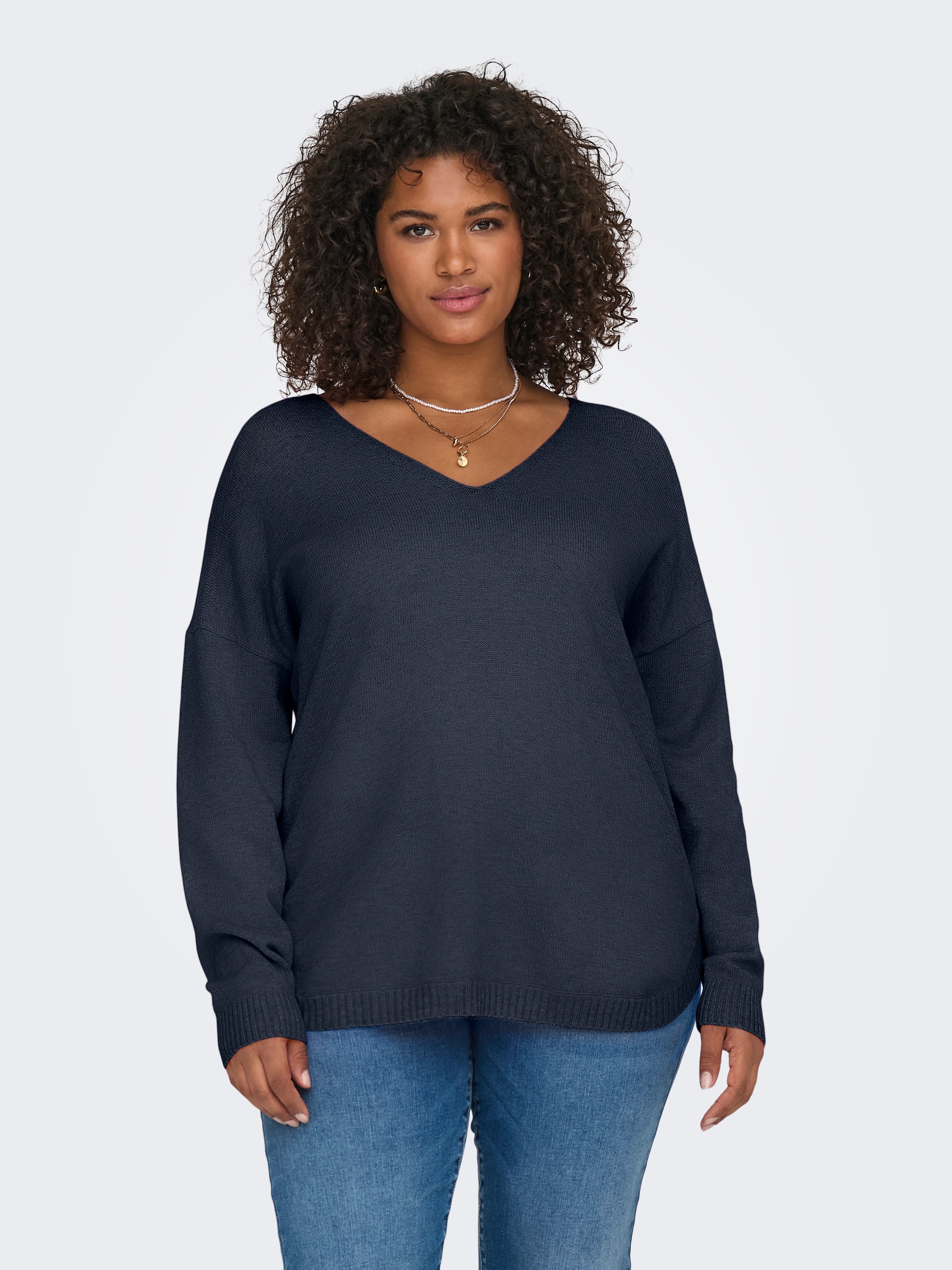 ONLY CARMAKOMA Pull col V »CARMARGARETA LS PULLOVER KNT NOOS« Viskosemischung, regular fit