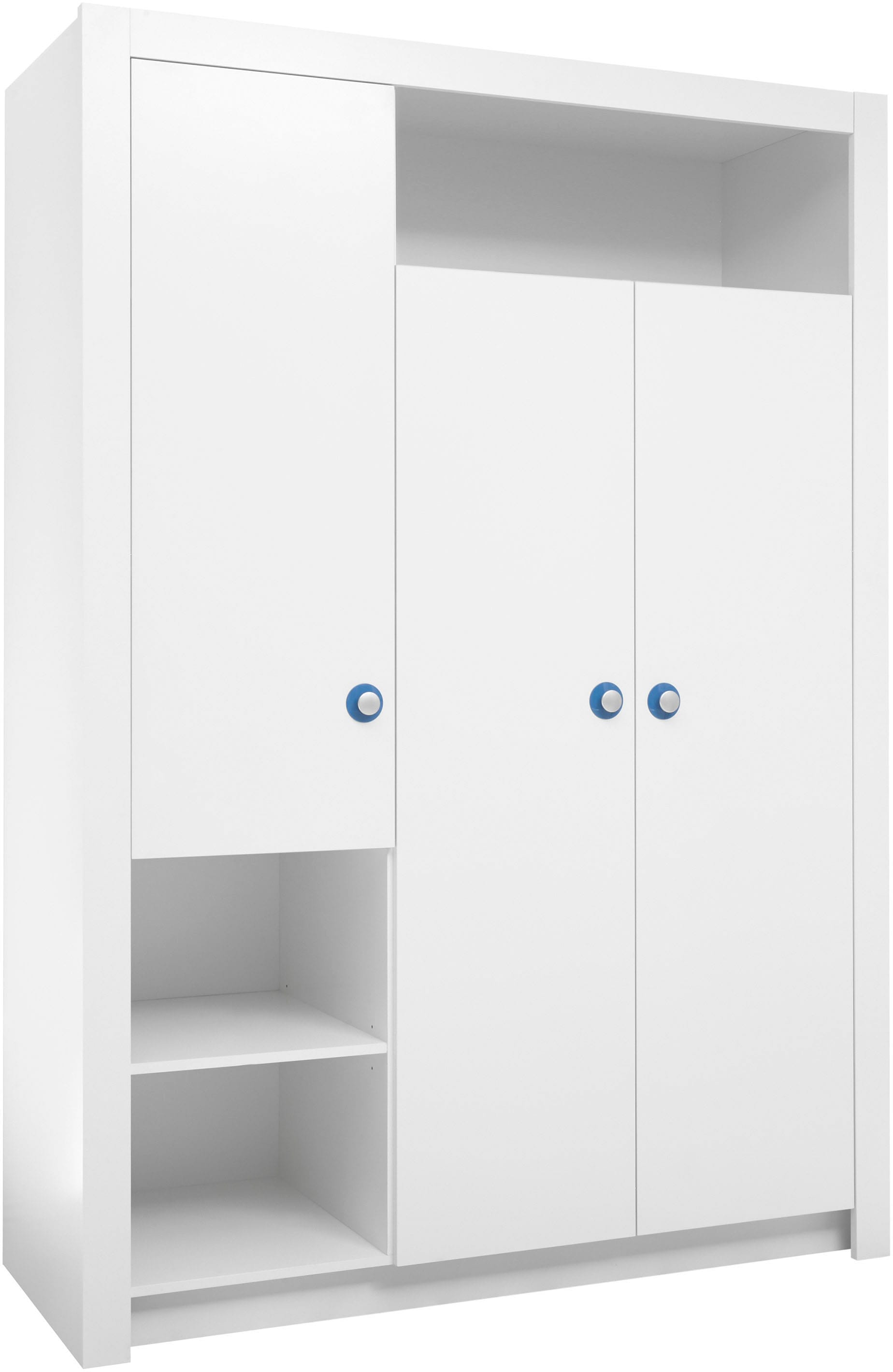 Begabino Drehtürenschrank »Paula Kinderzimmerschrank Kleiderschrank« 3-trg. Weiss, Schrank mit offenen Fächer