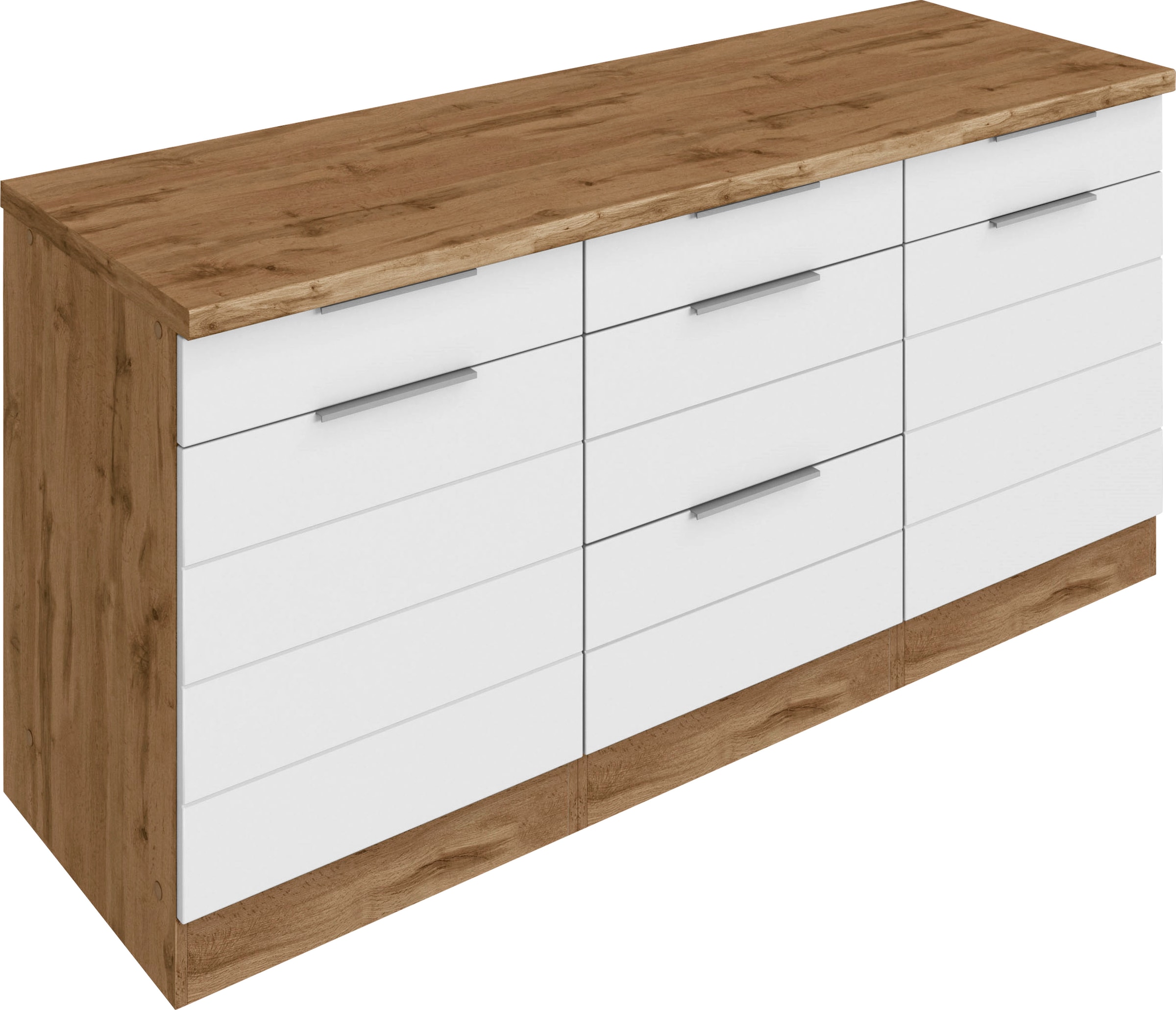 KOCHSTATION Armoire basse »KS-Luhe« largeur 180 cm, pour beaucoup de rangement, façades MDF avec lisseau horizontal