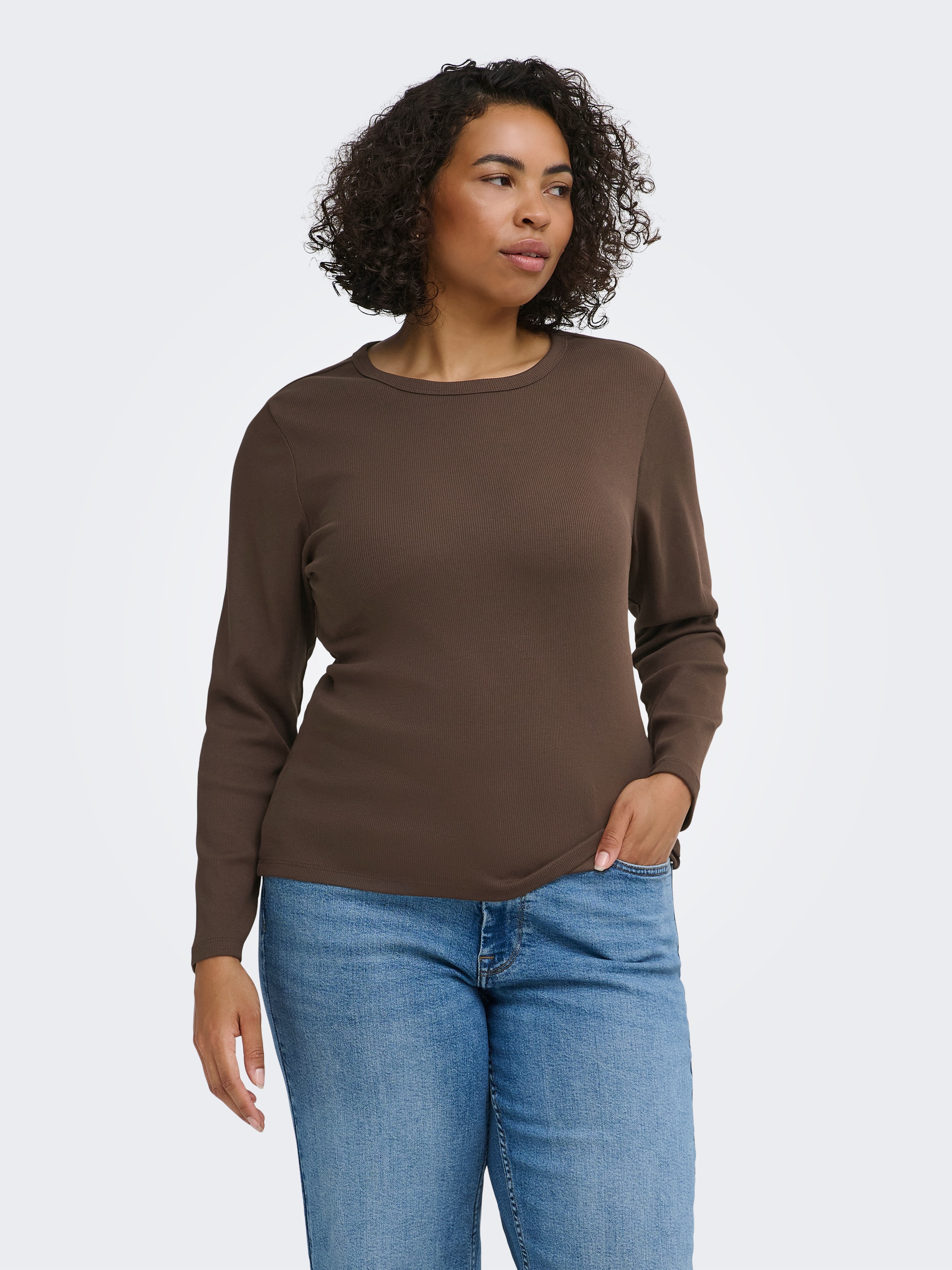ONLY CARMAKOMA Langarmshirt »CARVAL L/S O-NECK TOP JRS NOOS« Baumwollmischung, regular fit