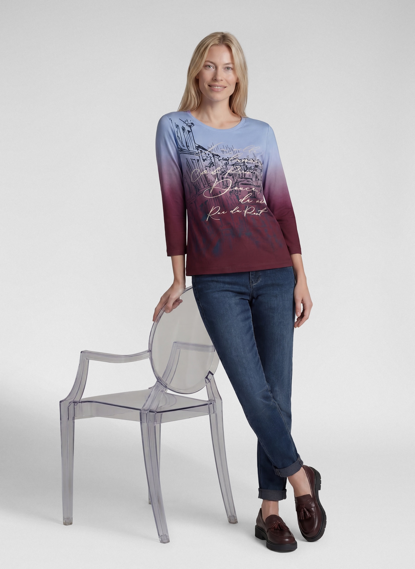 Rabe T-shirt à manches 3/4 Avec dégradé de couleurs et imprimés