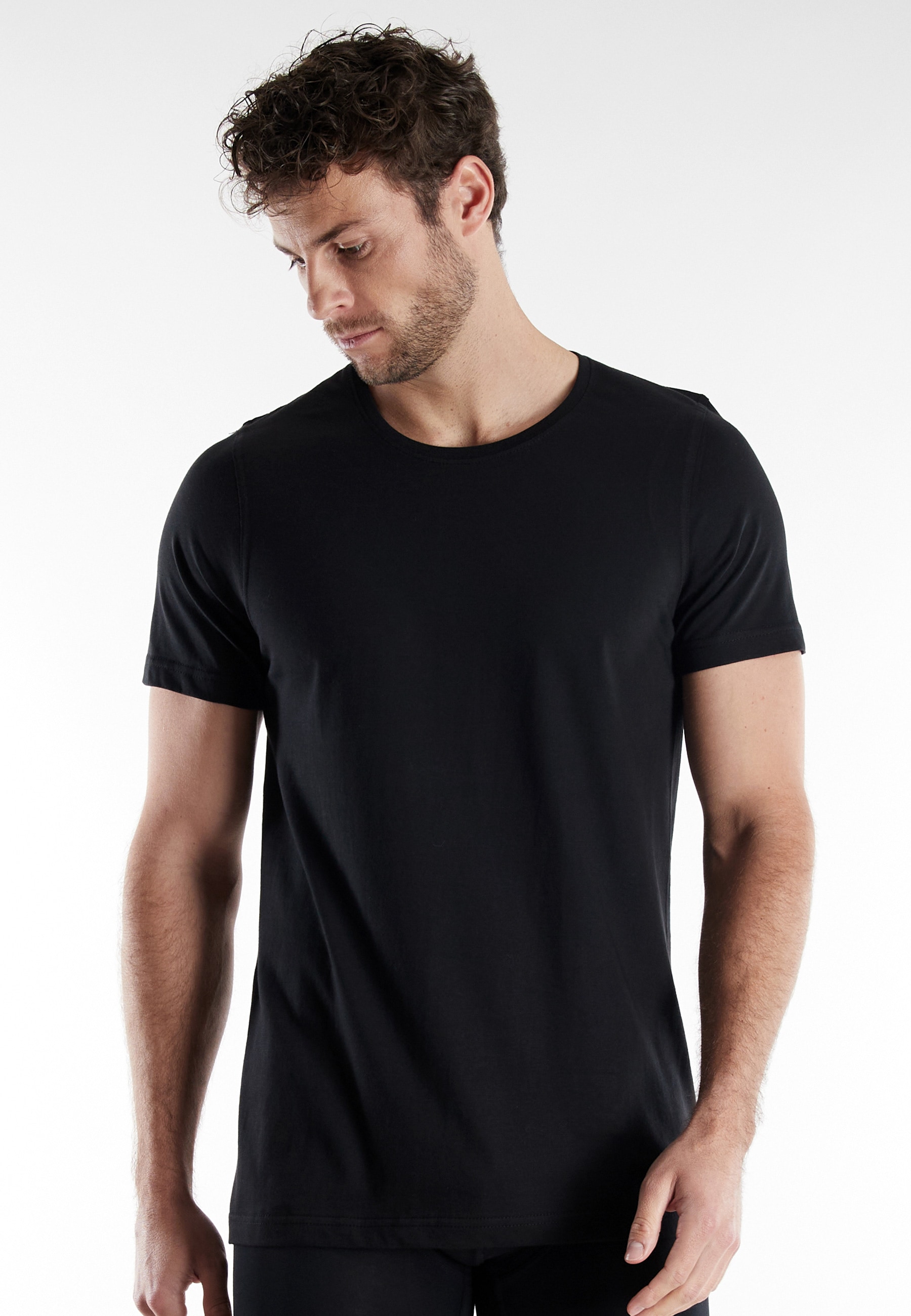 bugatti T-Shirt »Bari« Packung, 2er Pack, 2 tlg. Rundhalsausschnitt, Kurzarm, basic, Baumwolle, weich, bequem