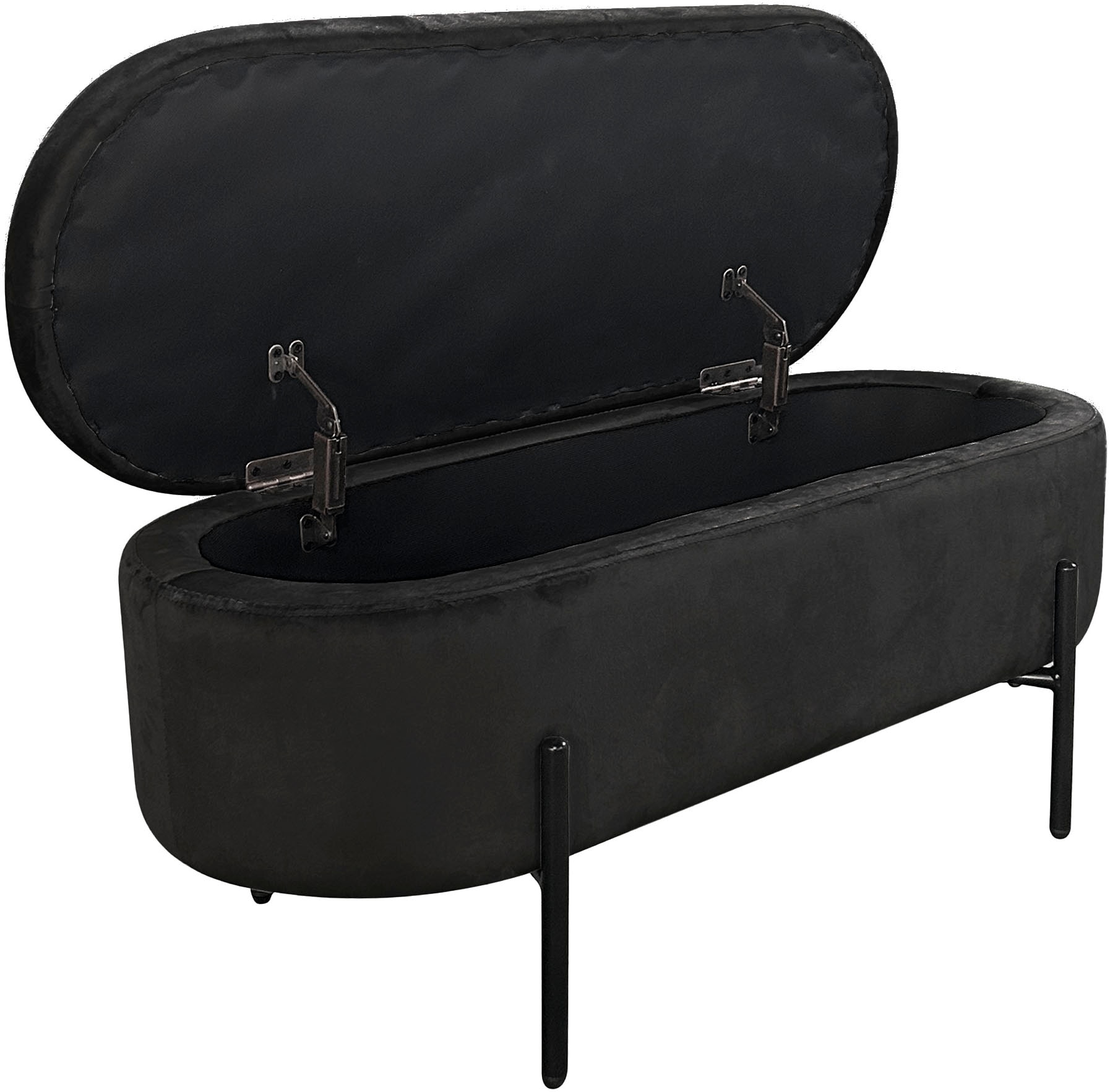 byLIVING Banc »NOVA« velours, avec espace de rangement/coffre, dimensions intérieures du coffre 26,5 x 83 cm, hauteur : 19 cm