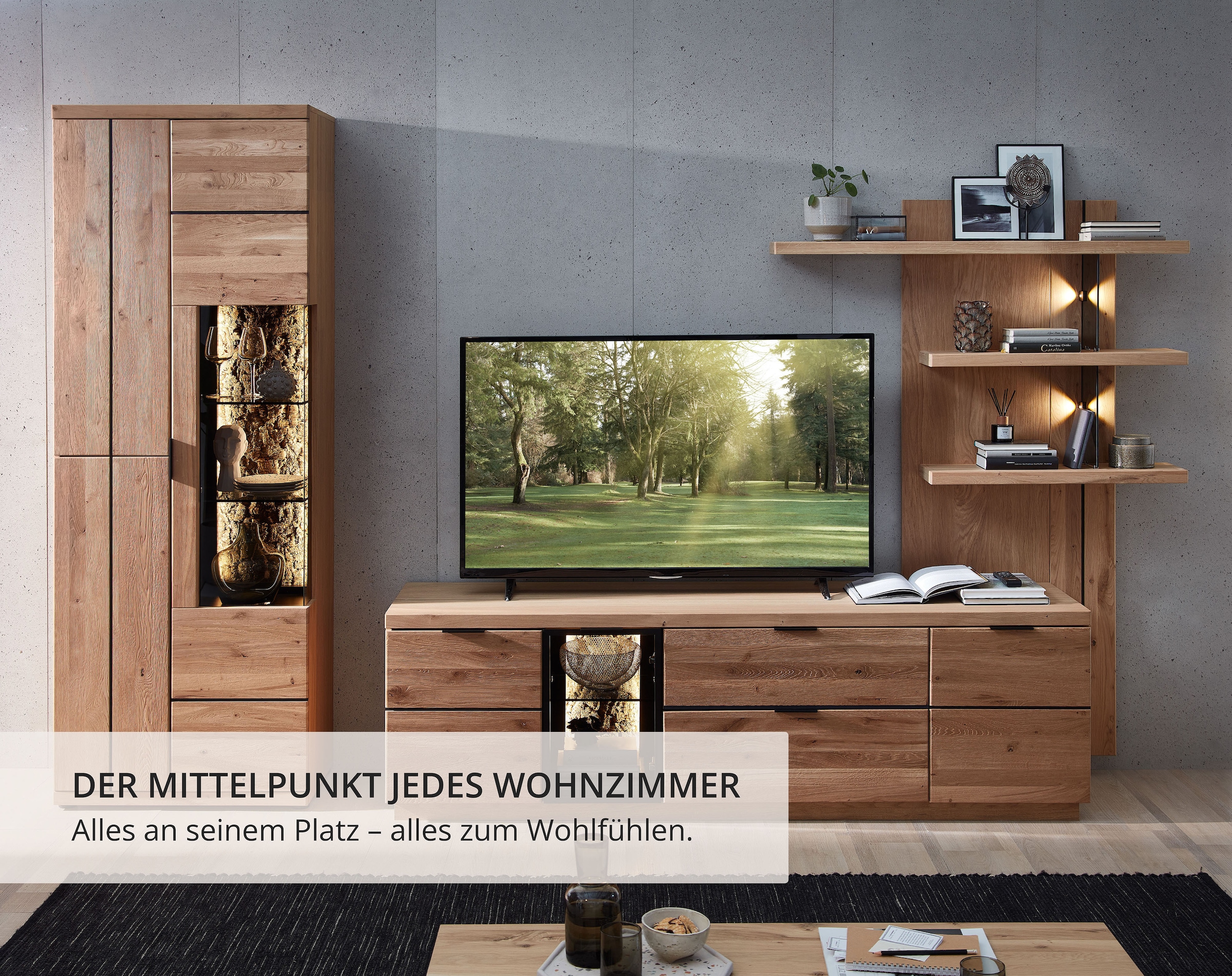 Wohnconcept Meuble mural »Donna Wohnwand, 310x207x50 (BxHxT) Echtkork Absetzung« 3 cuis tlg.