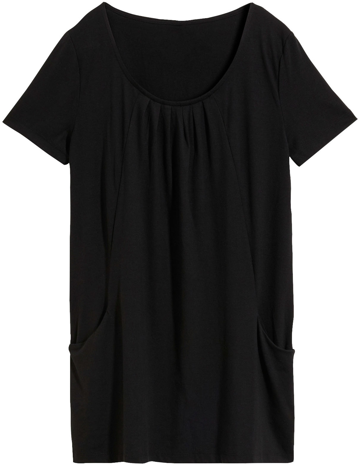 bonprix T-shirt long coupe ajustée, manches courtes, avec poches latérales