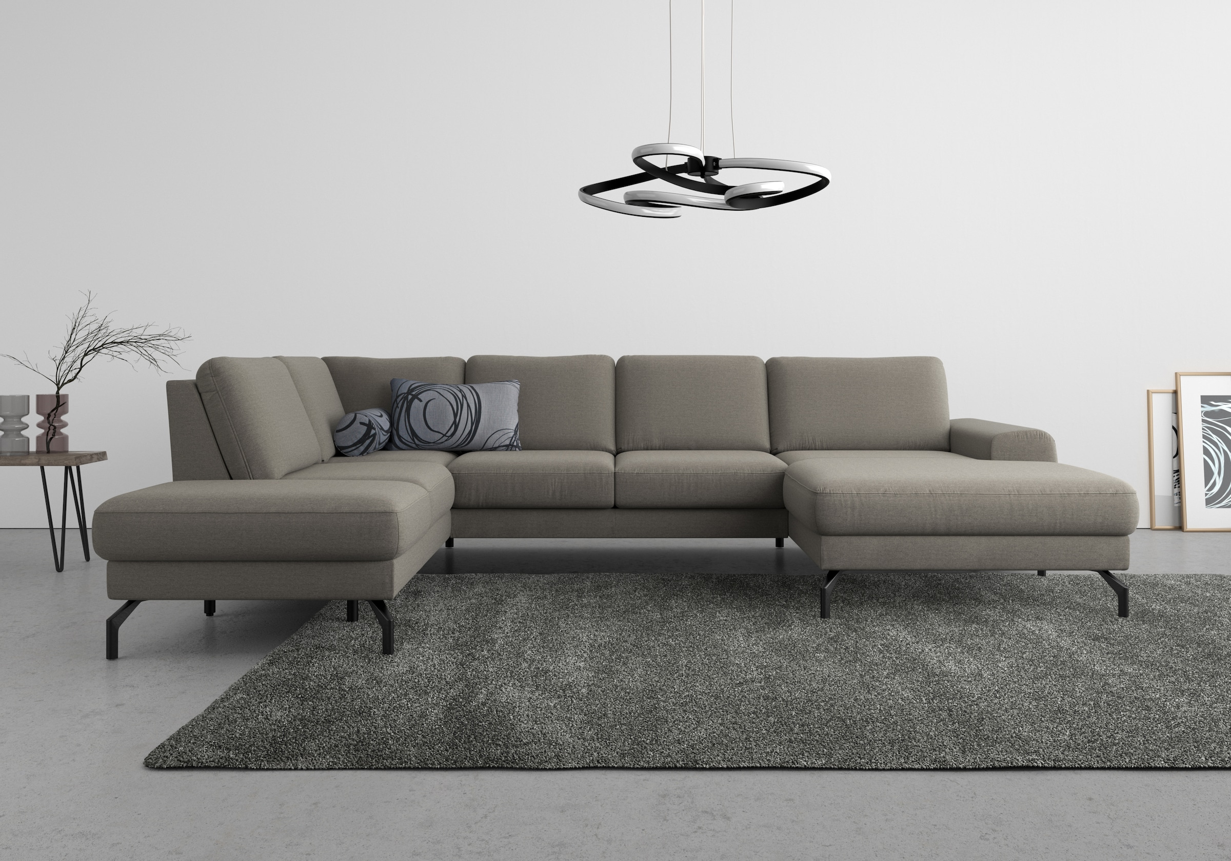 sit&more Wohnlandschaft »Cinturo U-Form« inklusive Sitztiefenverstellung und Federkern, Sitzhöhe 48 cm