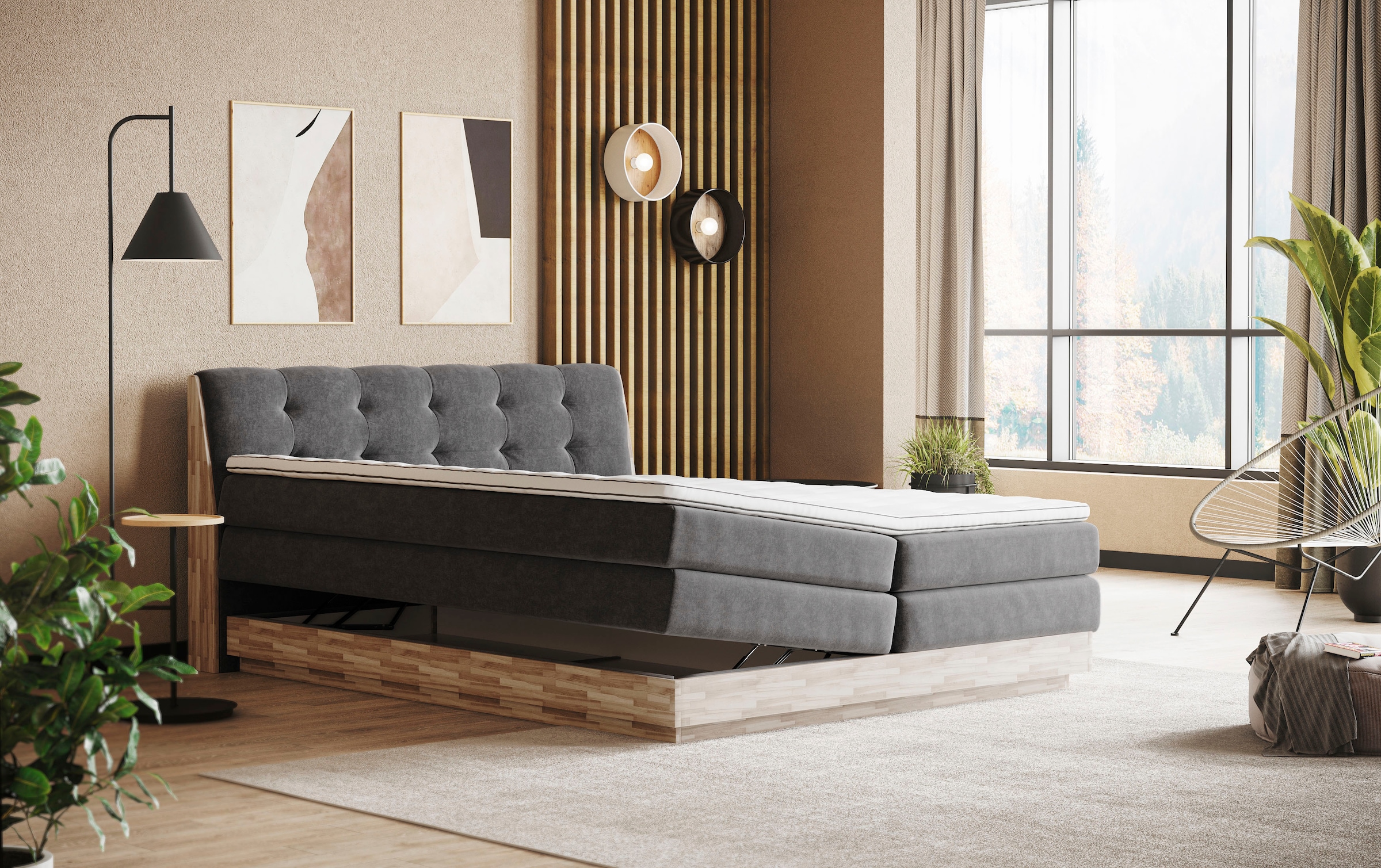 Home affaire Boxspringbett »Naome« Boxspringbett, Inklusive Topper