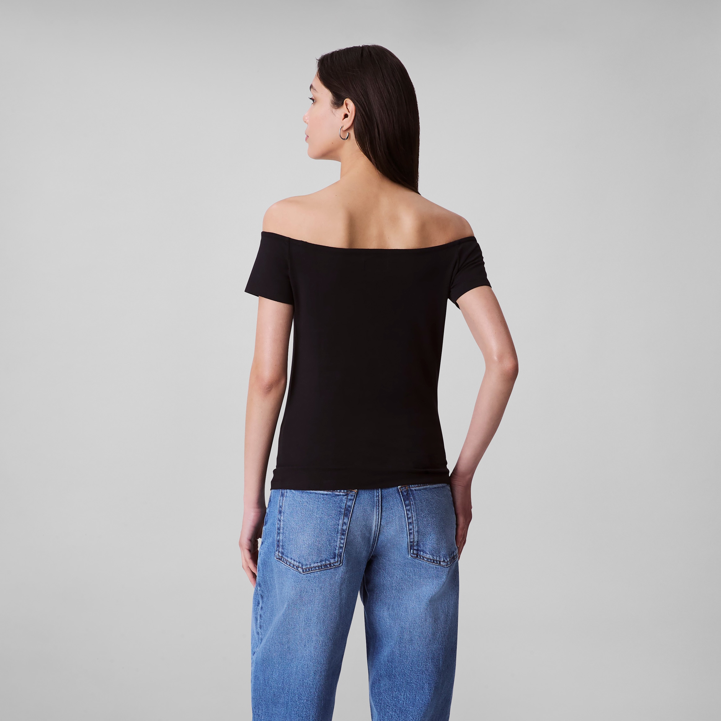Calvin Klein Jeans Blusentop »MNGRM OFF SHLDR STRT« Mit tiefem Rundhalsausschnitt