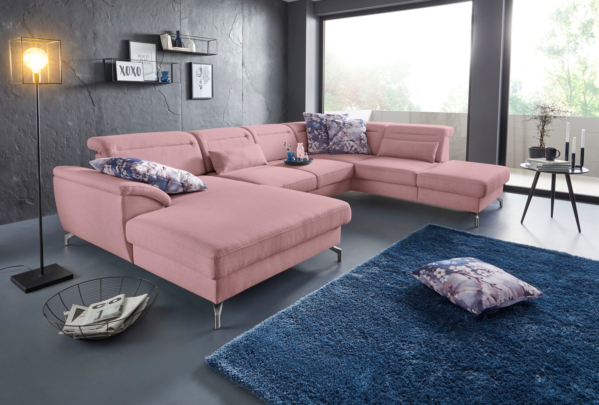 sit&more Paysage de salon »Percy U-Form« 12 cm Fusshöhe, Sitztiefenverstellung, wahlweise in 2 Fussfarben