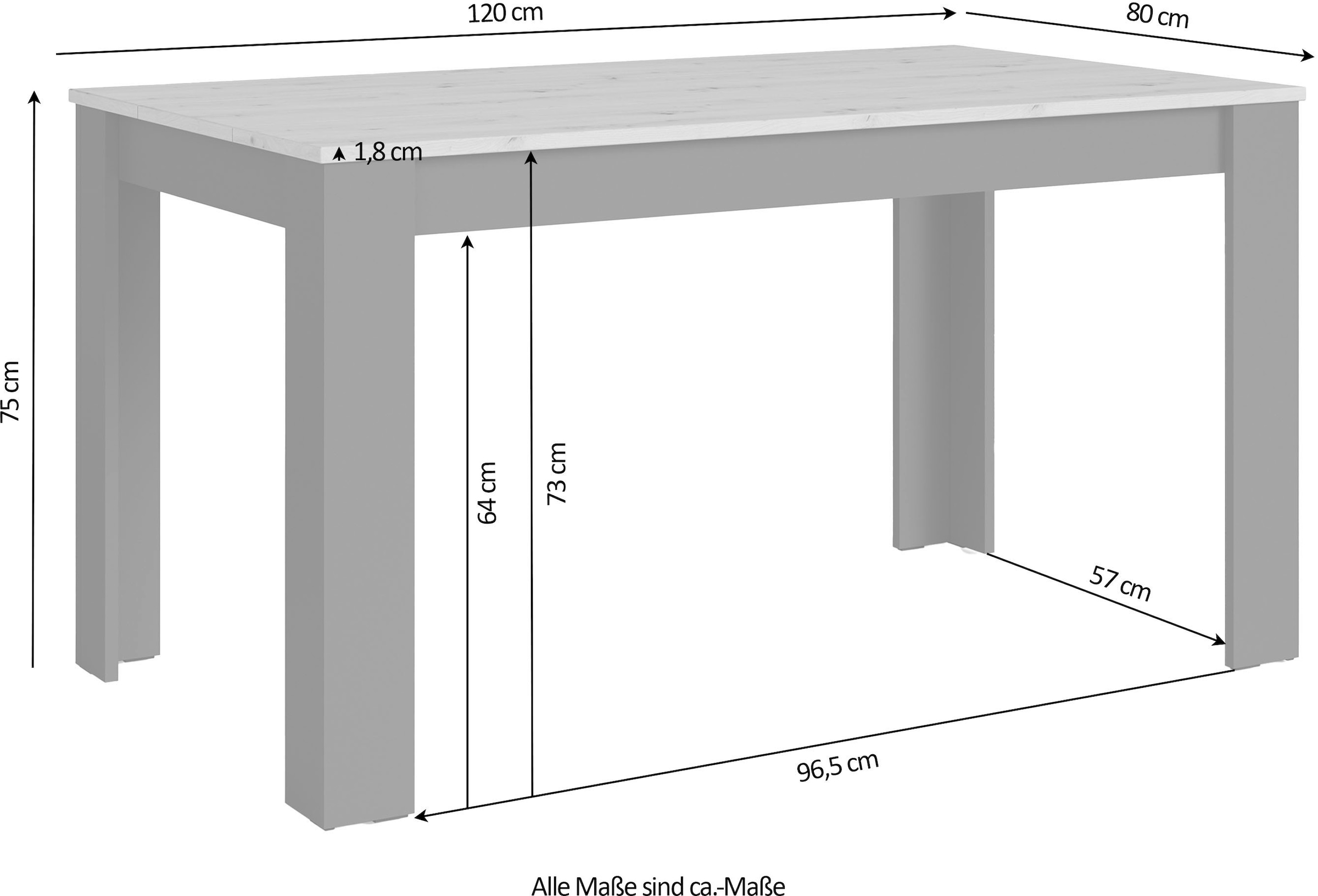 byLIVING Esstisch »Nori« Küchentisch in Eicheoptik, Gestell wahlweise anthrazit oder weiss