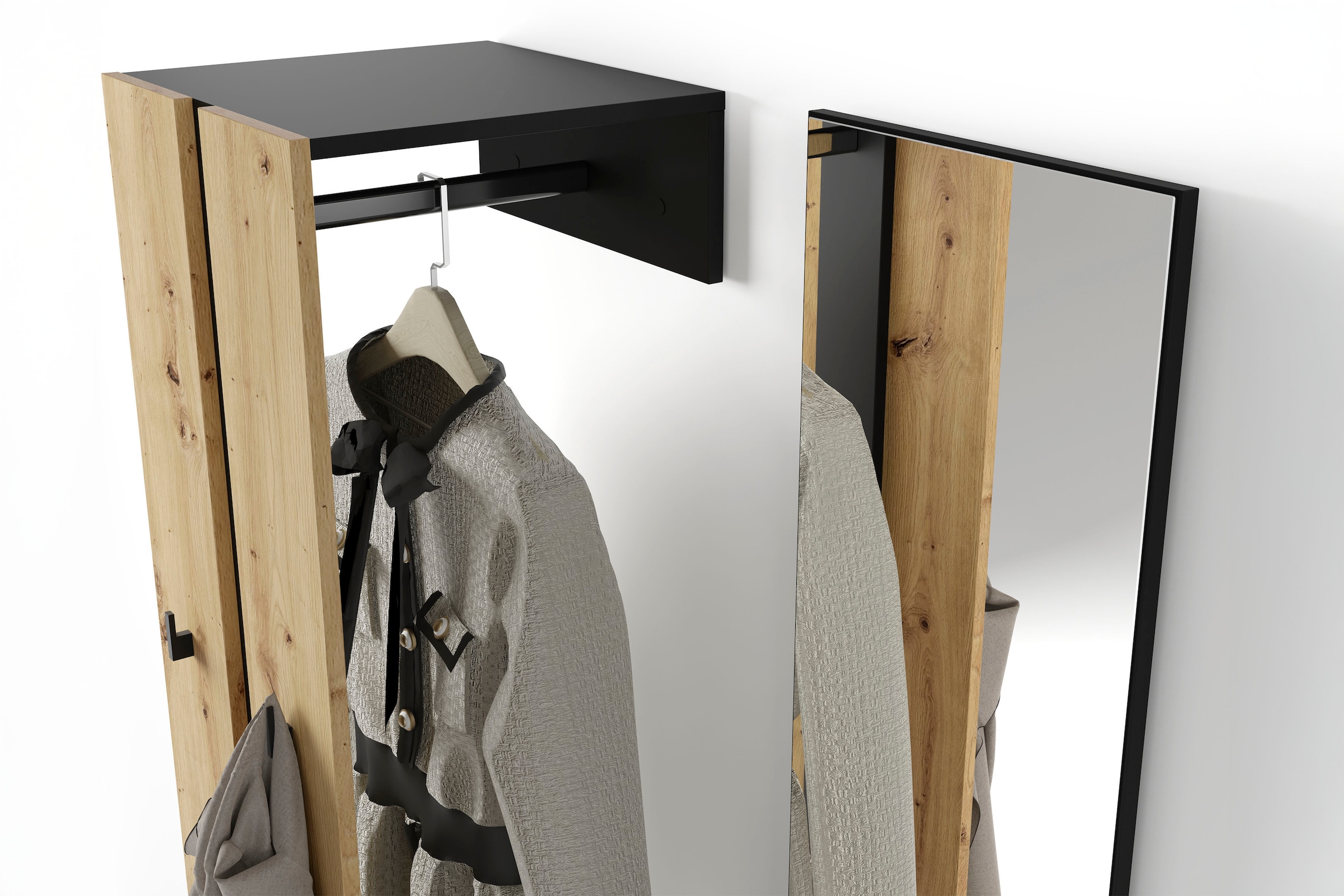 byLIVING Vestiaire compact »Dielen - Set Nante« 2 cuis tlg. maximale Ordnung auf wenig Fläche mit Spiegel, Kleiderstange und Haken