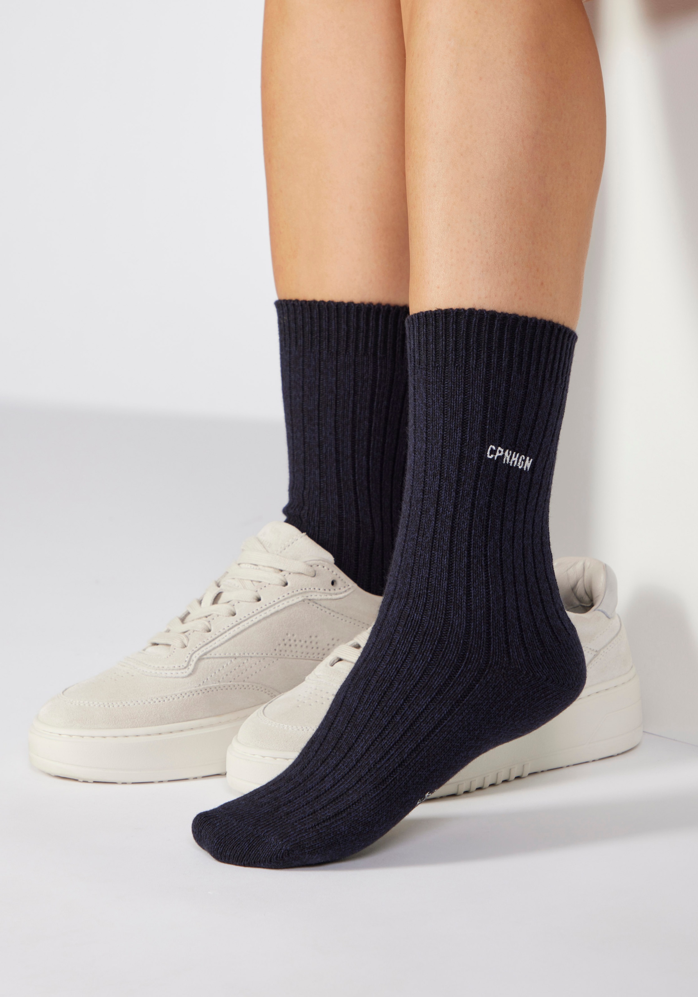 Copenhagen Studios Chaussettes basiques 1 Couple tlg. gerippt mit Logo Stickerei