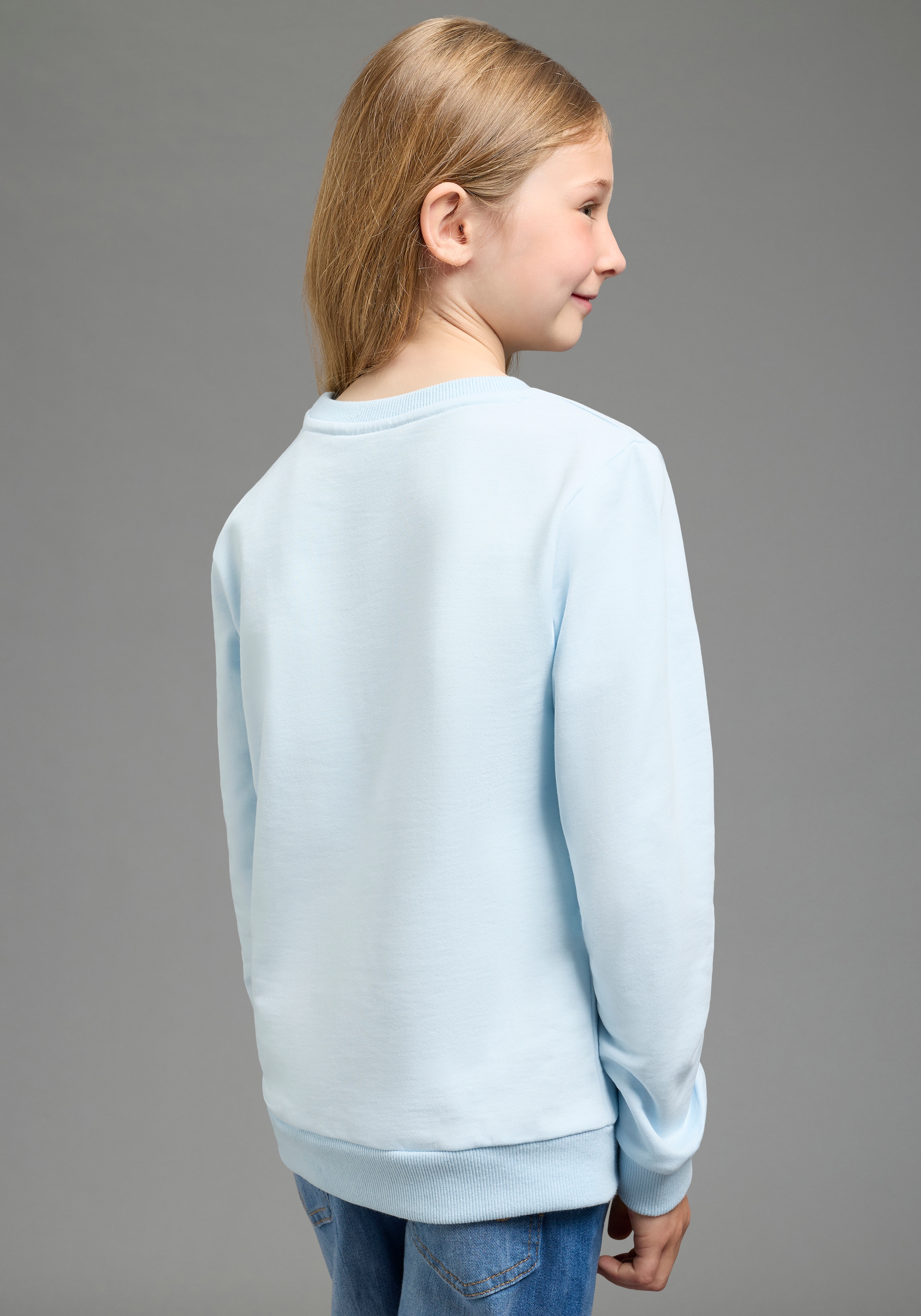 KIDSWORLD Sweatshirt »FROZEN Glitzerdruck Sweatshirt, Disney«, Disney-Shirt mit Rundhalsausschnitt, Langarm, hüftlange Basic-Passform
