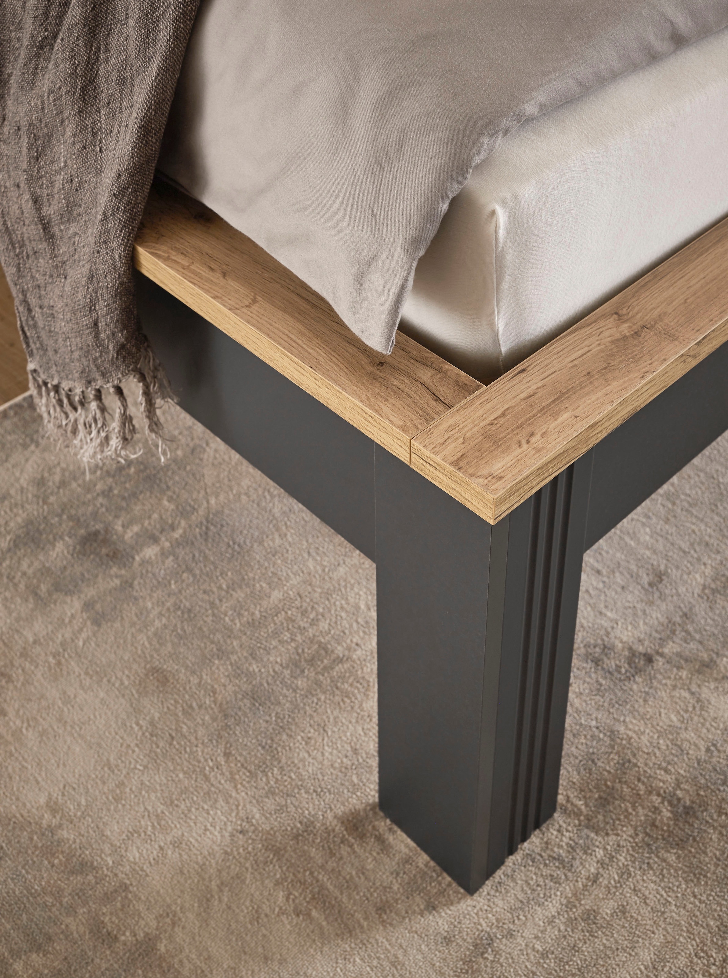 GOODproduct Ensemble de chambre à coucher »Westminster« Bett Liegefläche 180/200cm und 2 Nachtkommoden