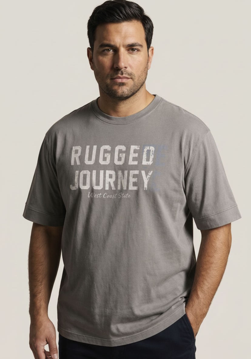 Man's World Plus Rundhalsshirt »auch in Grosse Grössen bis Gr. 7XL Ärmel-Fit« Regular Fit, Kurzarm, mit Print, bedruckt, aus Single Jersey