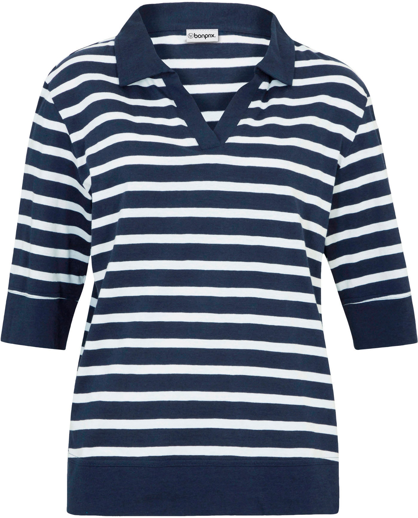 bonprix Polo 2 cuis Oversize Passform, mit Halbarm, gestreiftes Design