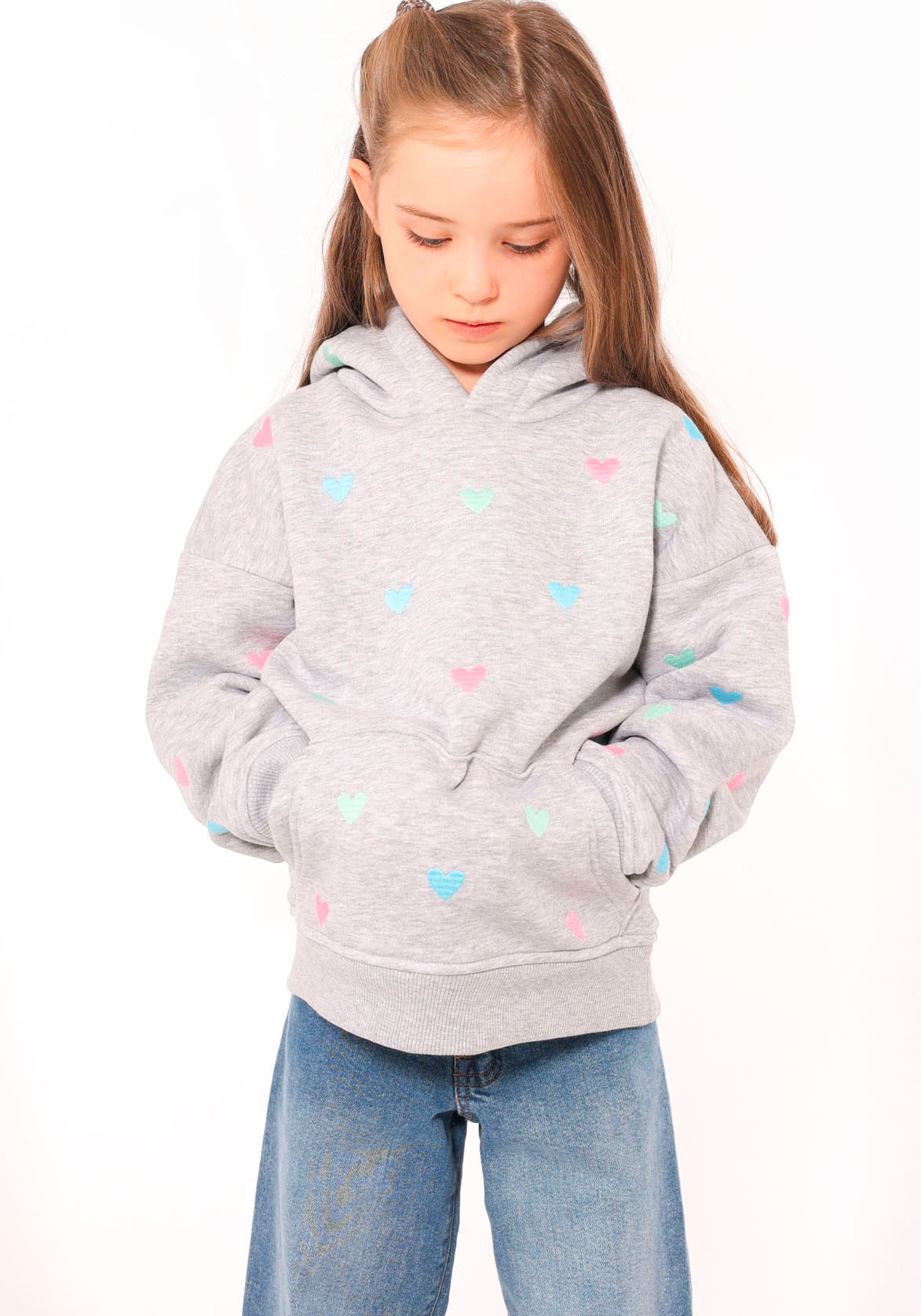 Zwillingsherz Hoodie »"Hearts" Kids«, mit gestickten Herzen allover für Mädchen
