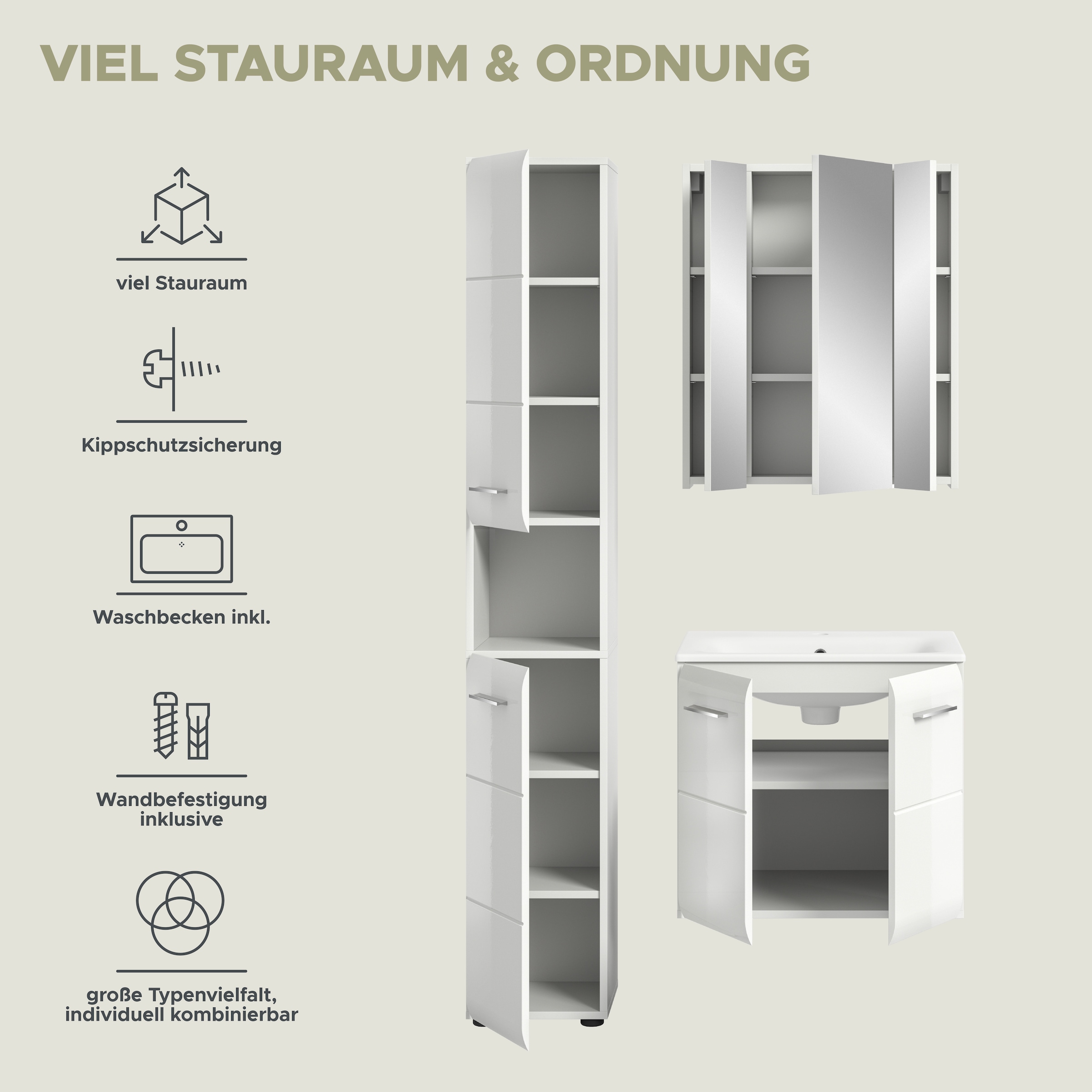 INOSIGN Badezimmer-Set Set, 4 Stk. tlg.