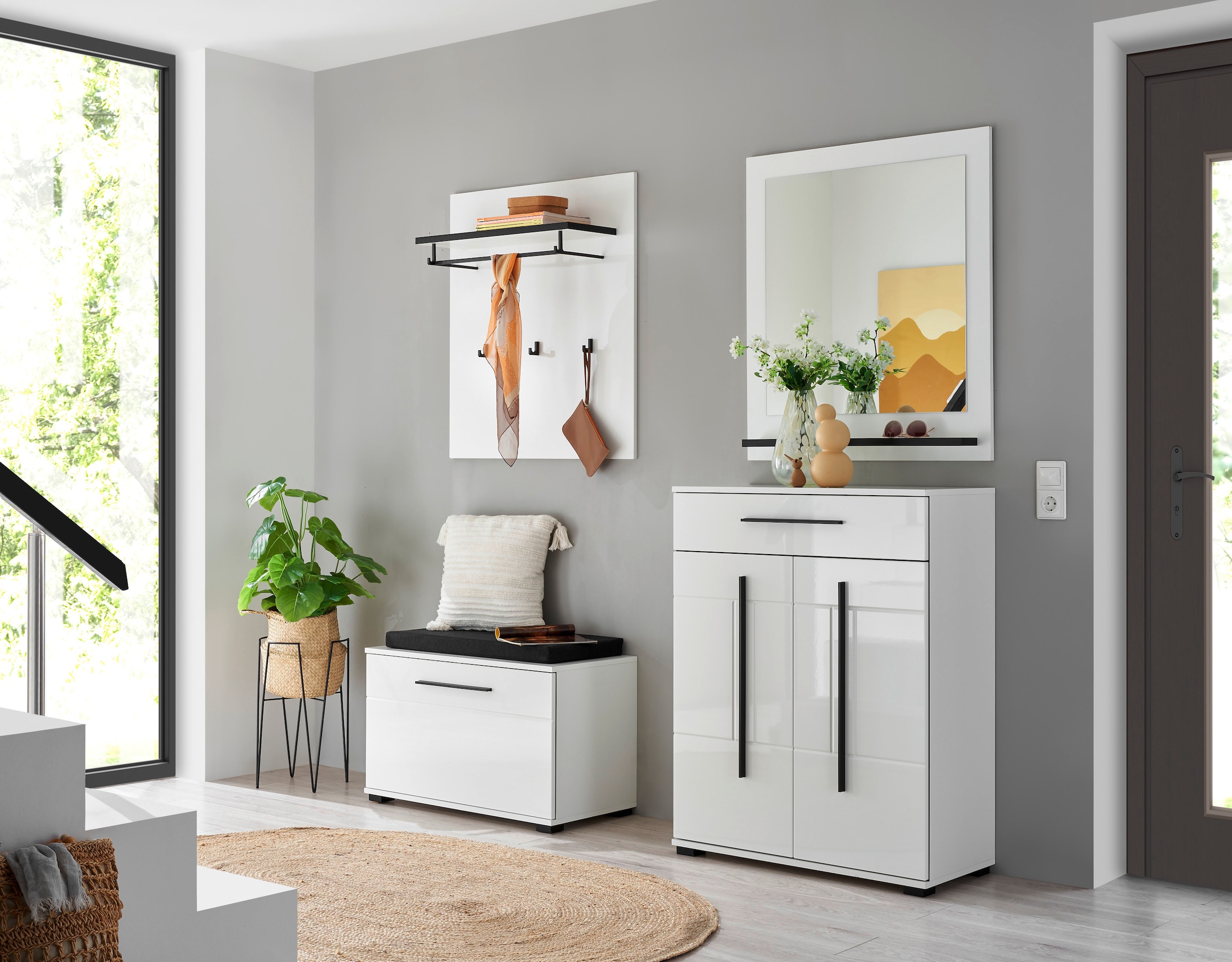 Home affaire Banc rembourré »Cantara, Garderobenbank mit Klappe, Sitzbank in zwei Farben« 2 cuis tlg. inkl. Sitzkissen, Platz für ca. 6 Paar Schuhe, 80 cm breit