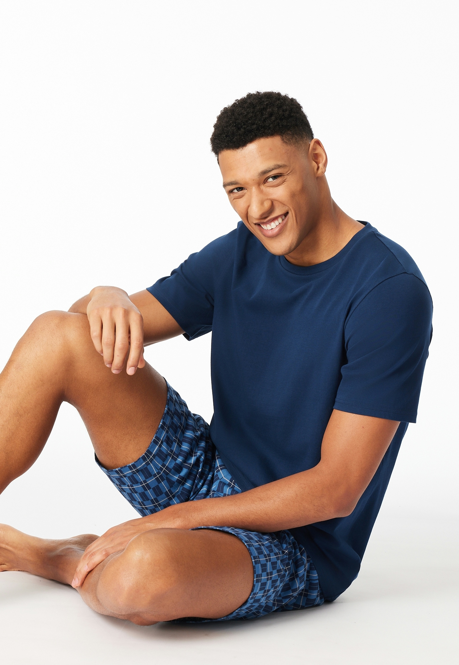 Schiesser Shorty »Casual Essentials« 2 pièces mit unifarbenem Oberteil und gemusterter Hose