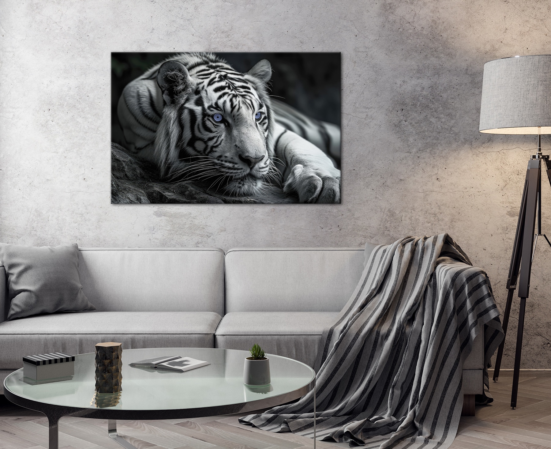 Bönninghoff Image »Wandbild TIGER 78x118 cm – Leinwandbild Keilrahmen Deko modern« Animaux sauvages | Félins | Tigre tendu sur châssis