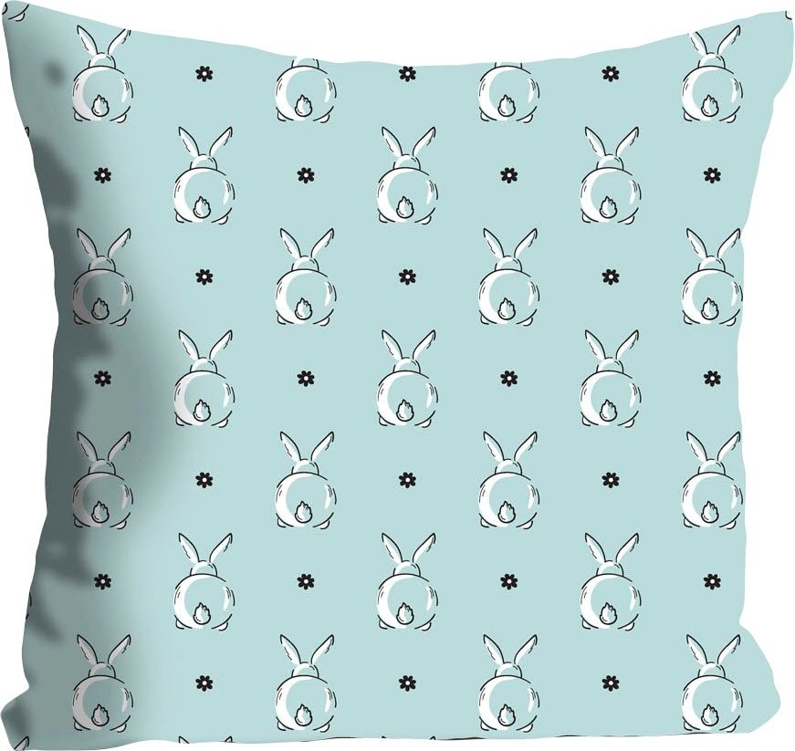 queence Coussin décoratif »Wayan« mit Hasen auf einer blauen Wiese