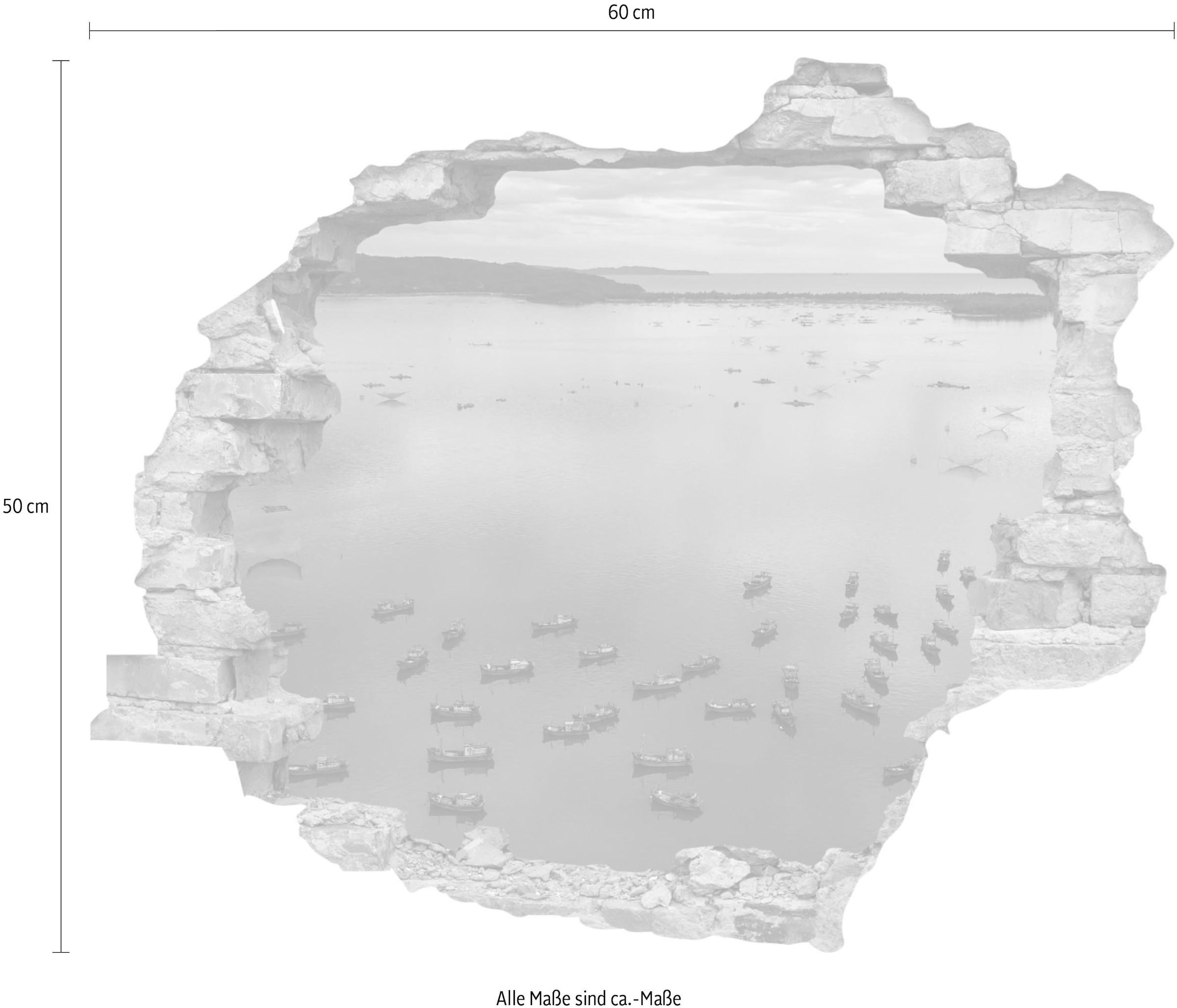 queence Autocollant mural »Boote« Wandsticker, Wandbild, selbstklebend, 3D, Wanddurchbruch