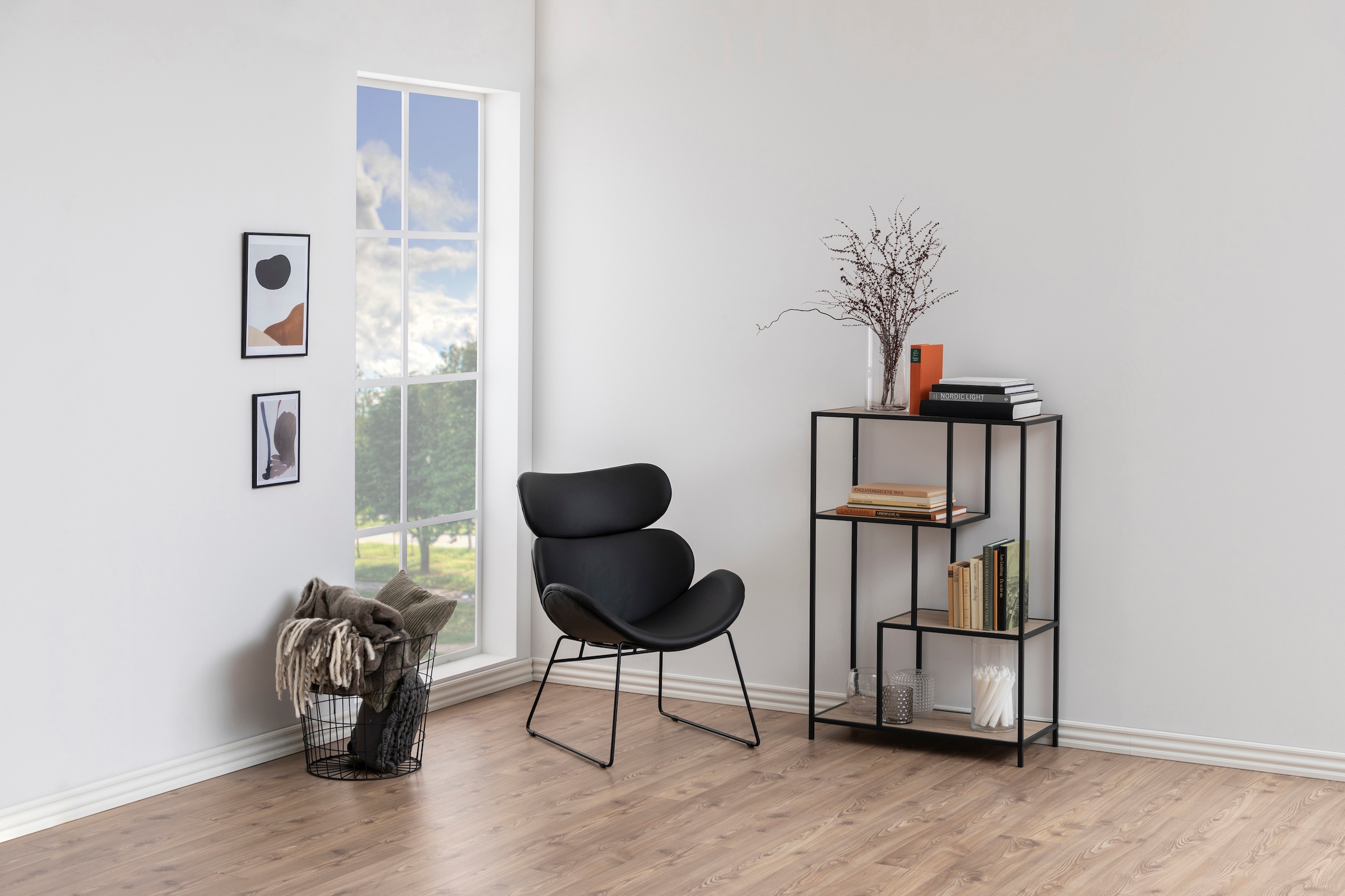ACTONA GROUP Étagère à livres Structure métallique, 3 étagères et détails asymétriques, hauteur 114 cm