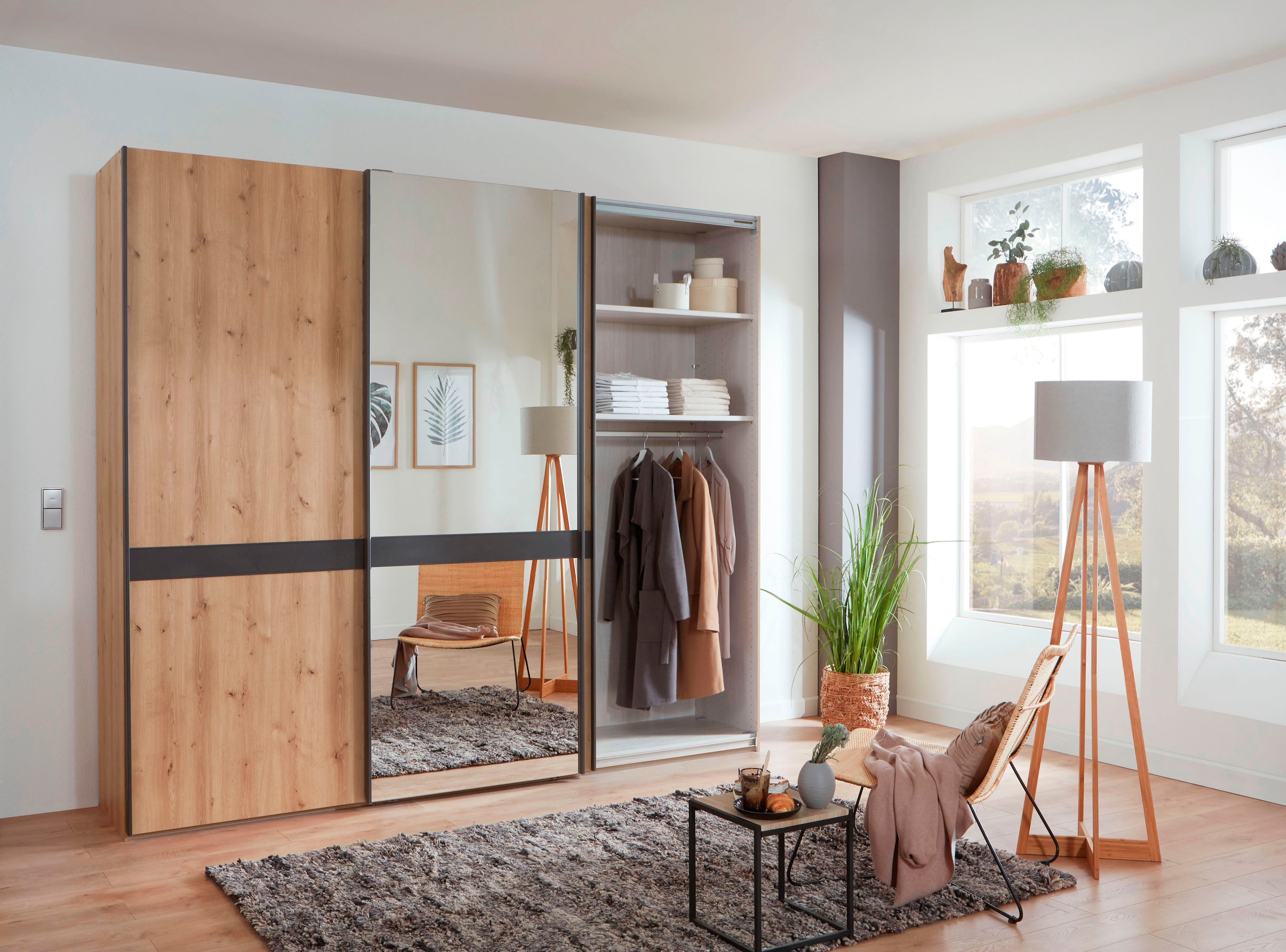 WIEMANN Schwebetürenschrank »Rialto« hochwertige Dekorfront mit Spiegeltür