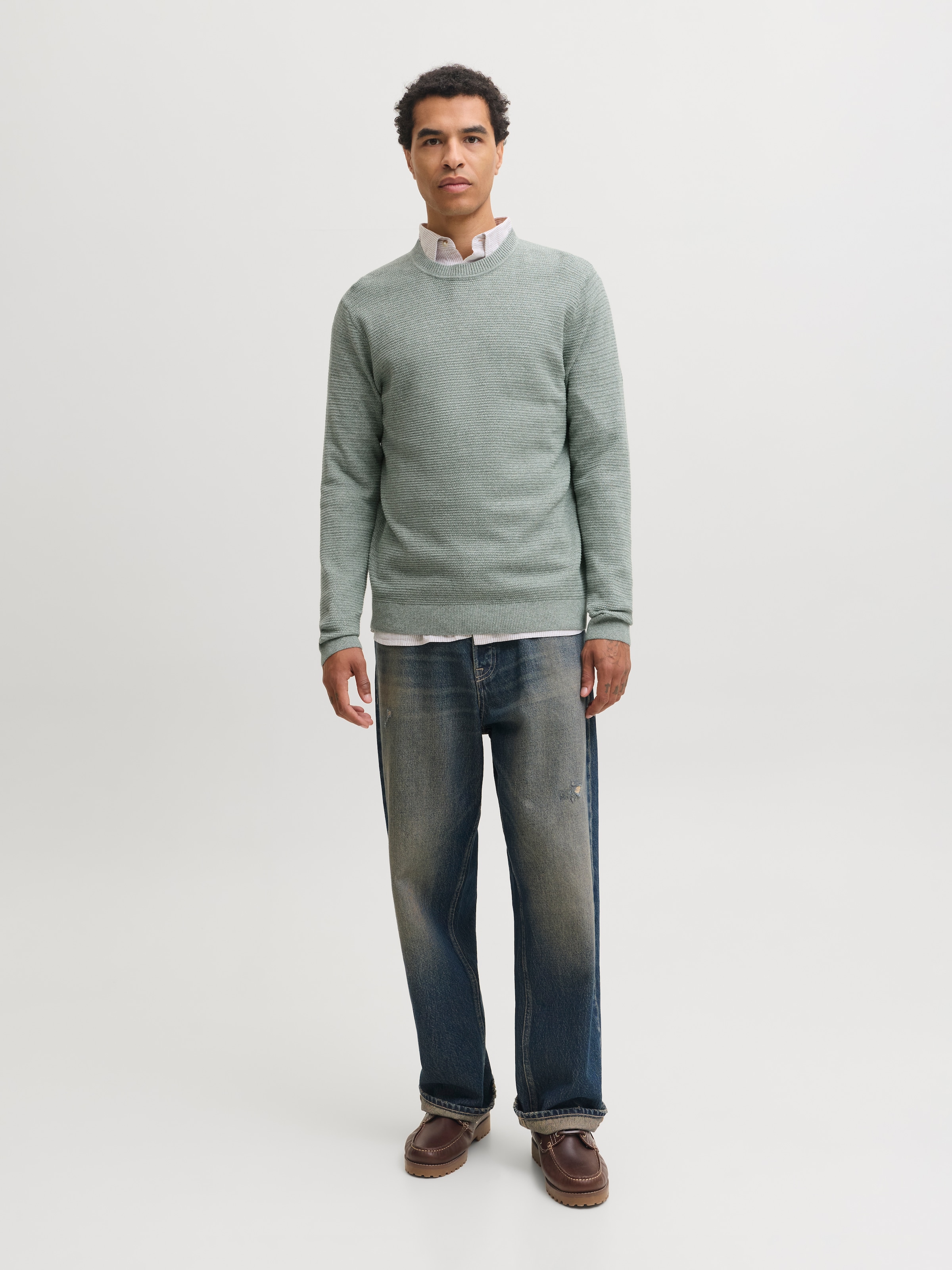 Jack & Jones Pull à col rond »JPRBLURILEY KNIT CREW NECK LS SN« coton, coupe régulière