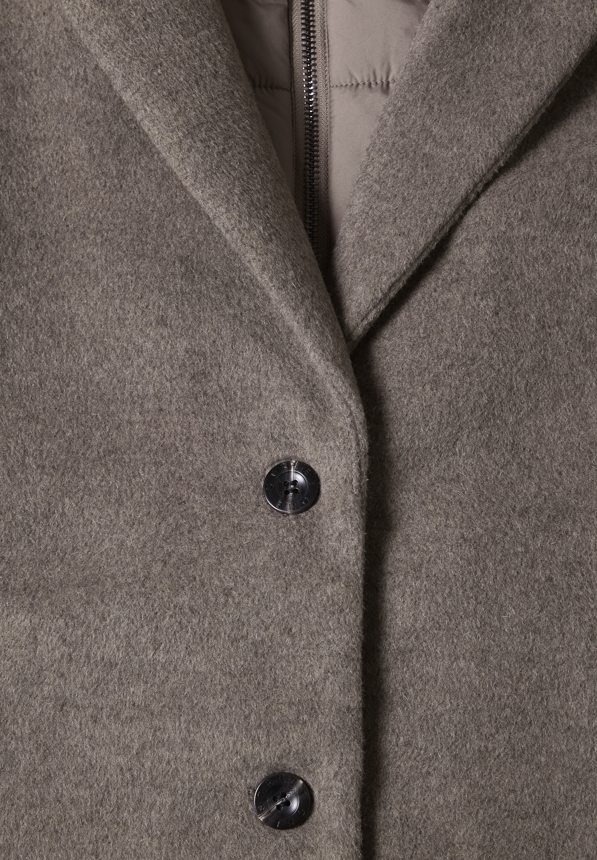 STREET ONE Veste en laine avec capuche Wollmantel / Reverskragen / mit Kapuze und Reissverschluss