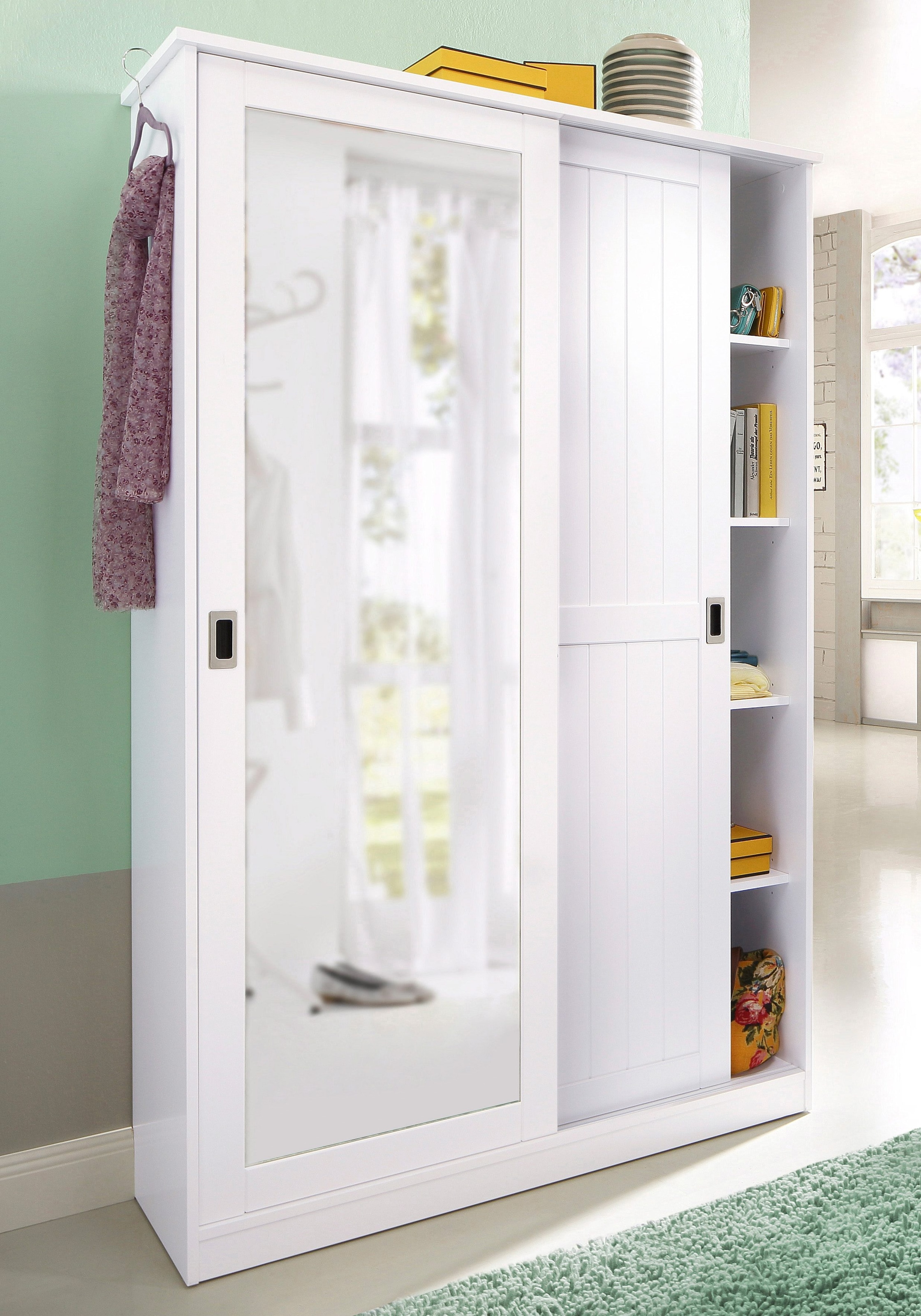 Home affaire Garderobenschrank »Nekso« mit Spiegel, Breite 114 cm, aus MDF oder Massivholz, FSC®