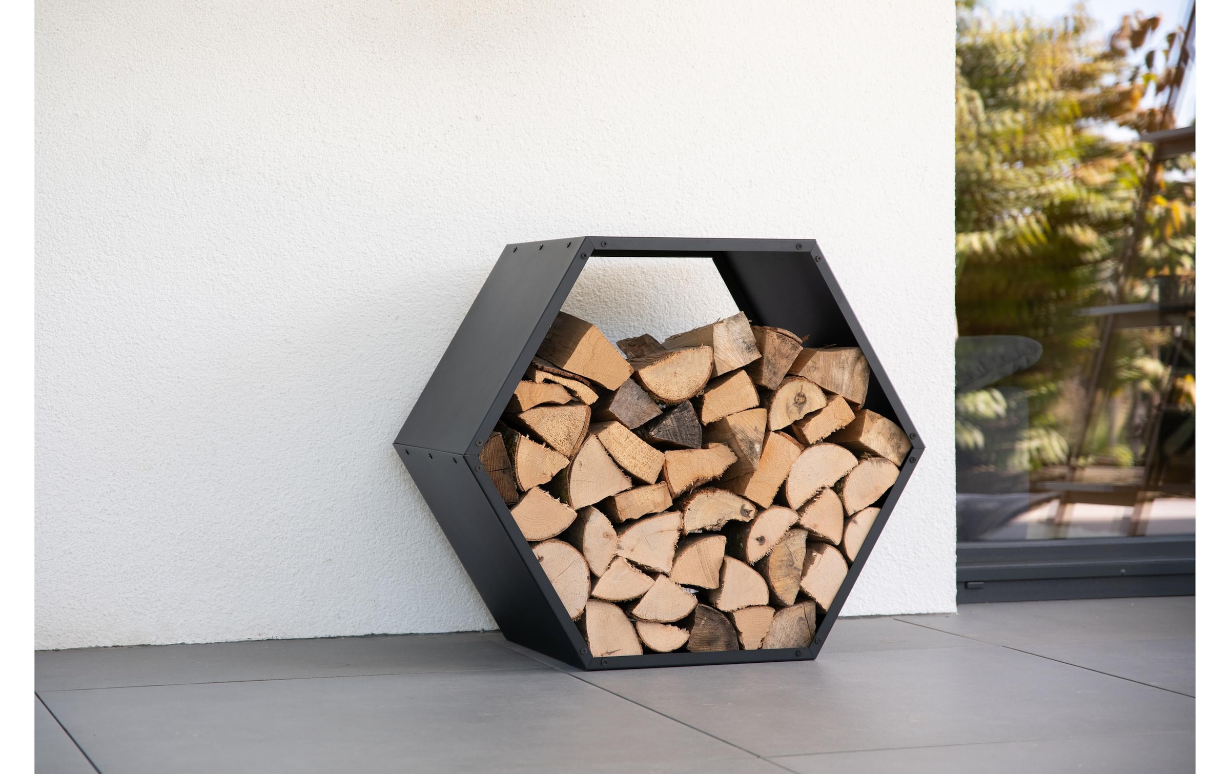 WESTMANN Étagère pour bois de cheminée »Biene« noir, LxPxH : 88x44,5x76,5cm