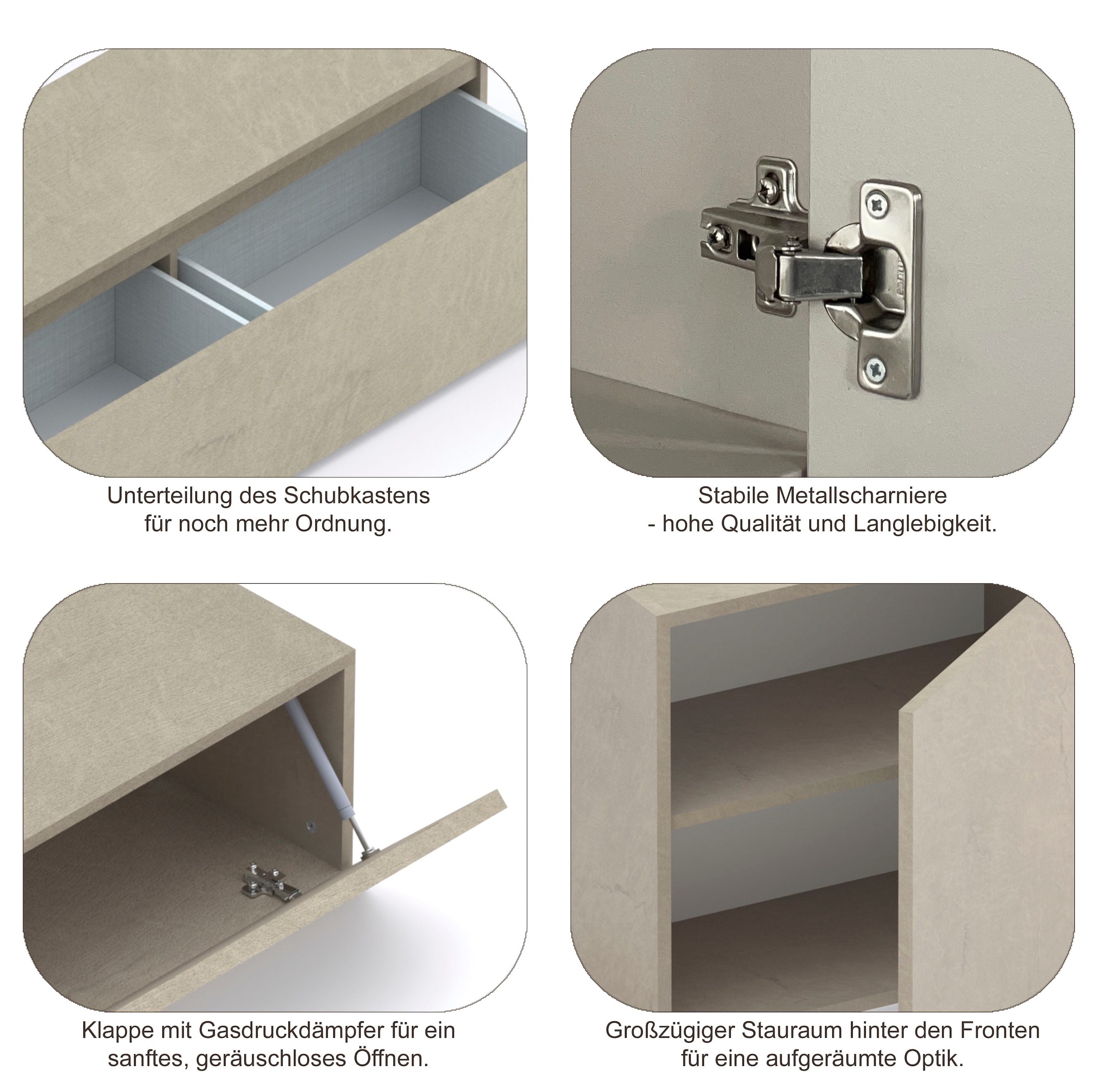 Home affaire Meuble mural »Infinity, 6tlg. Breite 290 cm, Höhe variabel, Schrankwand, (Lowboard,« 6 cuis tlg.