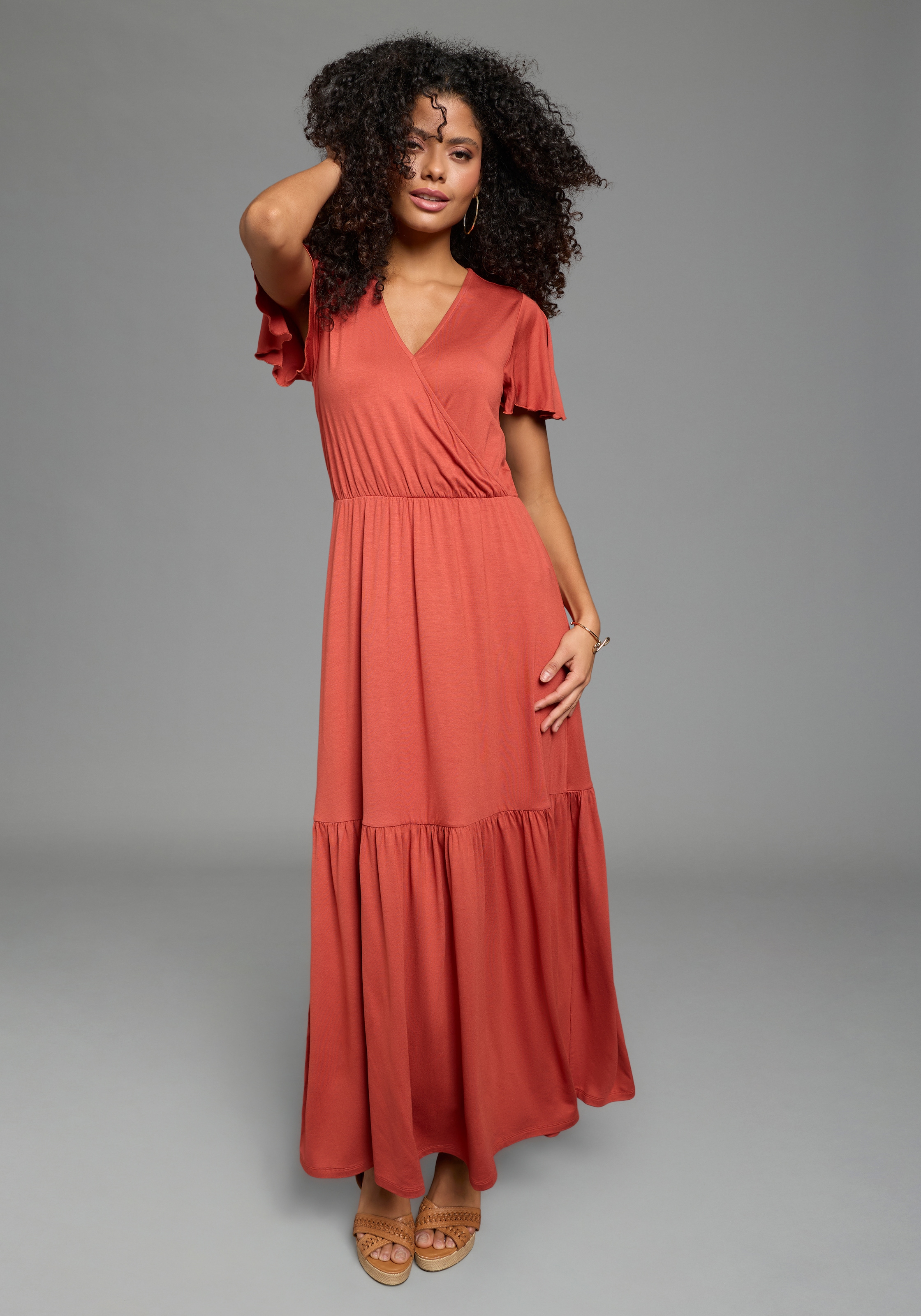 Laura Scott Robe d'été langer Schnitt, für warme Tage, aus Single Jersey, mit Flügelärmeln