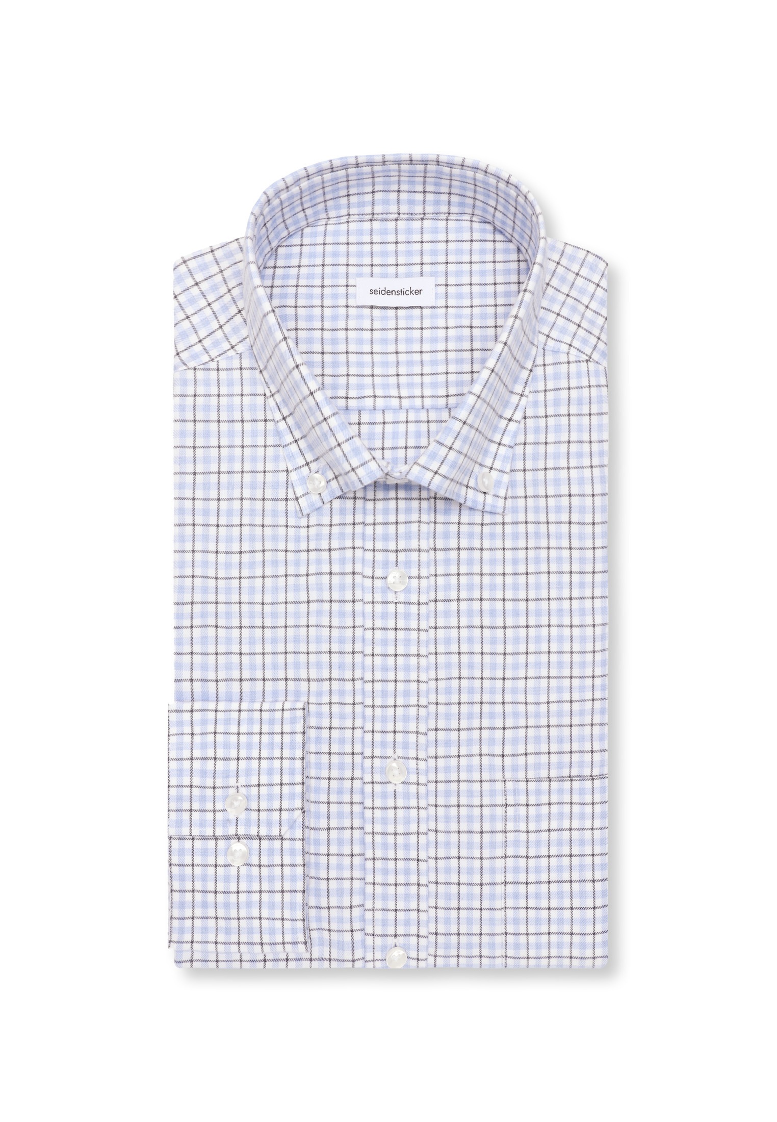 seidensticker Flanellhemd »Schwarze Rose« Regular 1/1 Button-Down-Kragen Karo