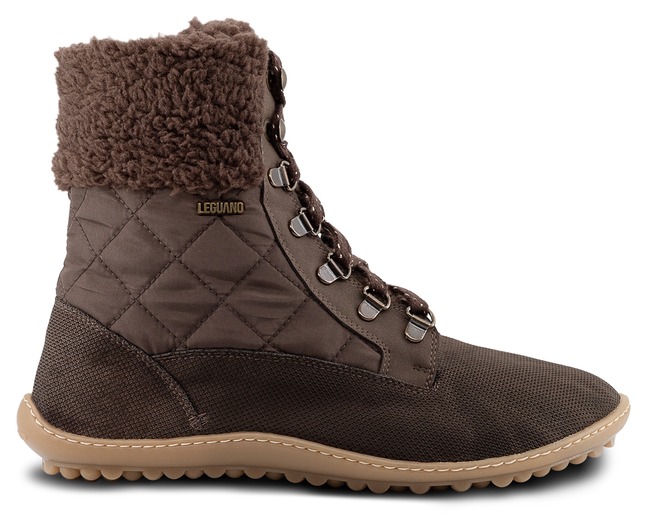 Leguano Chaussures pieds nus »NICEBARE«  chaussure à lacets, bottines d’hiver avec fausse fourrure au col