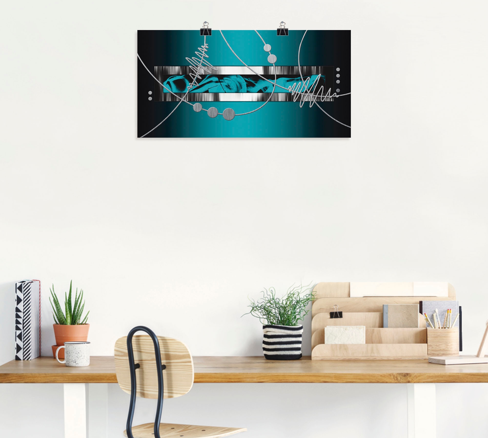 Artland Fresque murale »Silber abstrakt auf petrol« 1 cuis tlg. als Alubild, Leinwandbild, Poster in verschied. Grössen